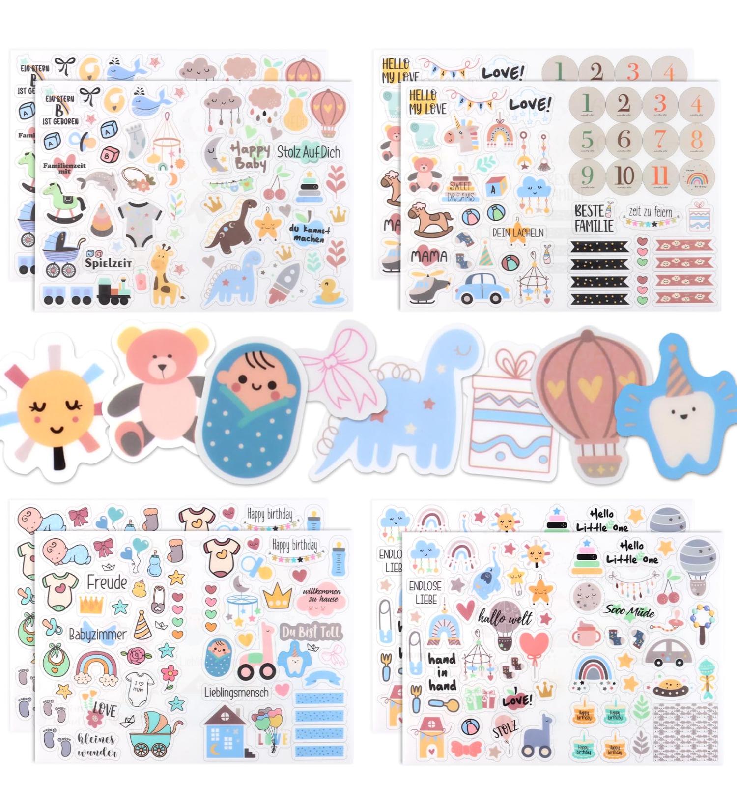 Baby Stickers Set - 424 Motifs for Photo Albums | Perfect Gifts for Boys & Girls - Buy Online on GoSupps.com