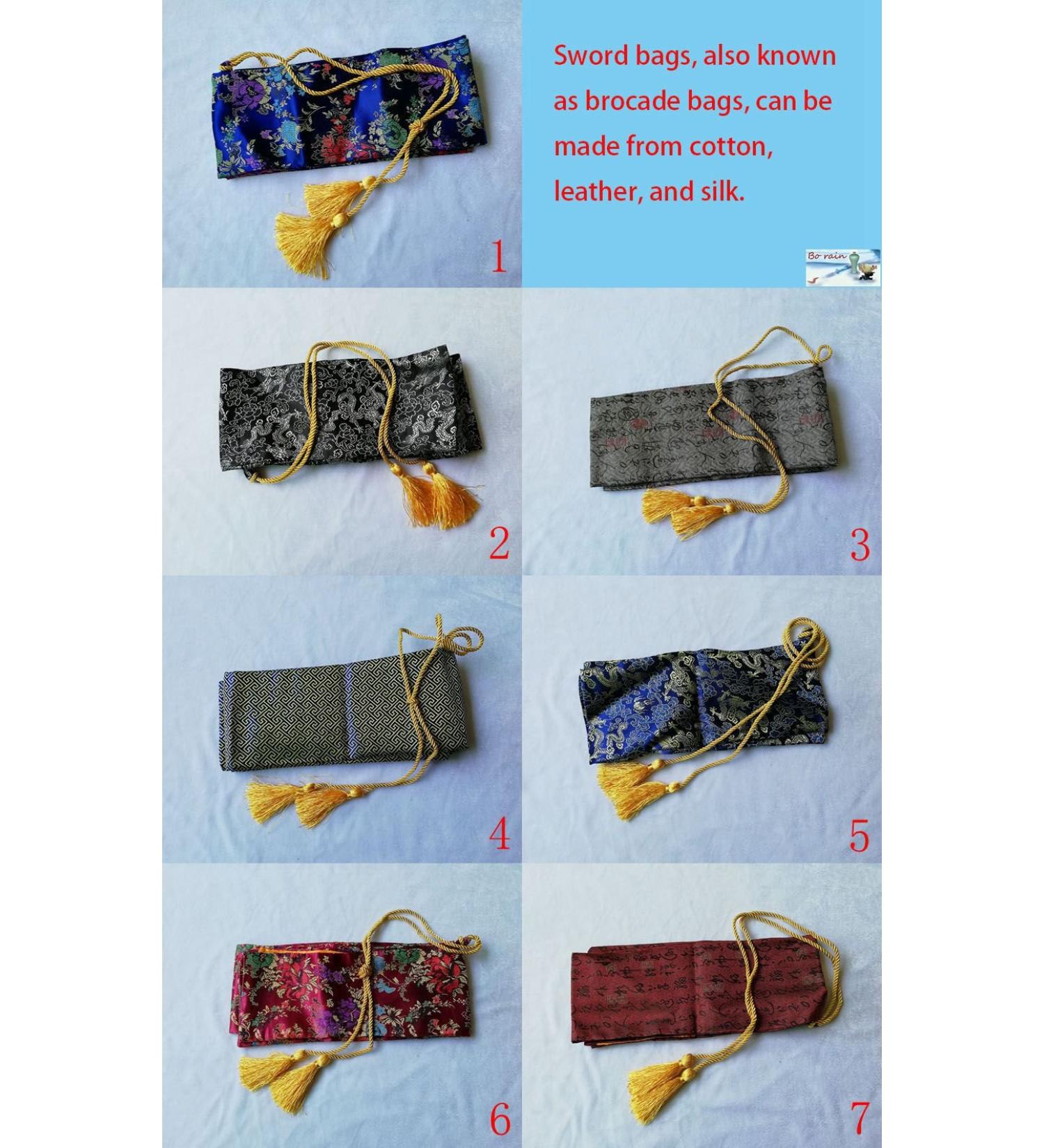 boyu Very beautiful silk samurai sword sword bag made in China Blue, j5 53.14in,