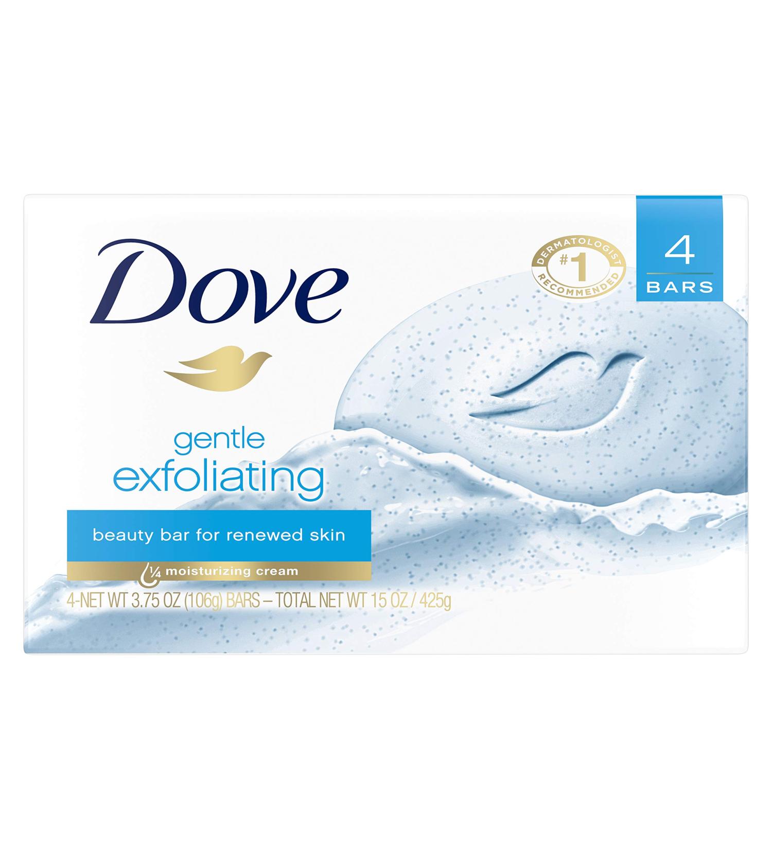 Dove Gentle Exfoliating Beauty Bar - 4 Bars (4 oz Each) | Nourishing & Softening Skin - Buy Online on GoSupps.com