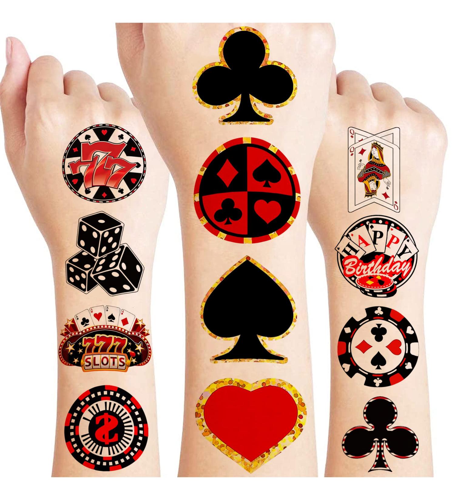Casino Theme Temporary Tattoos - 8 Sheets 96 PCS Cute Tattoo Stickers for Kids Party Decor & Favors - Buy Online on GoSupps.com