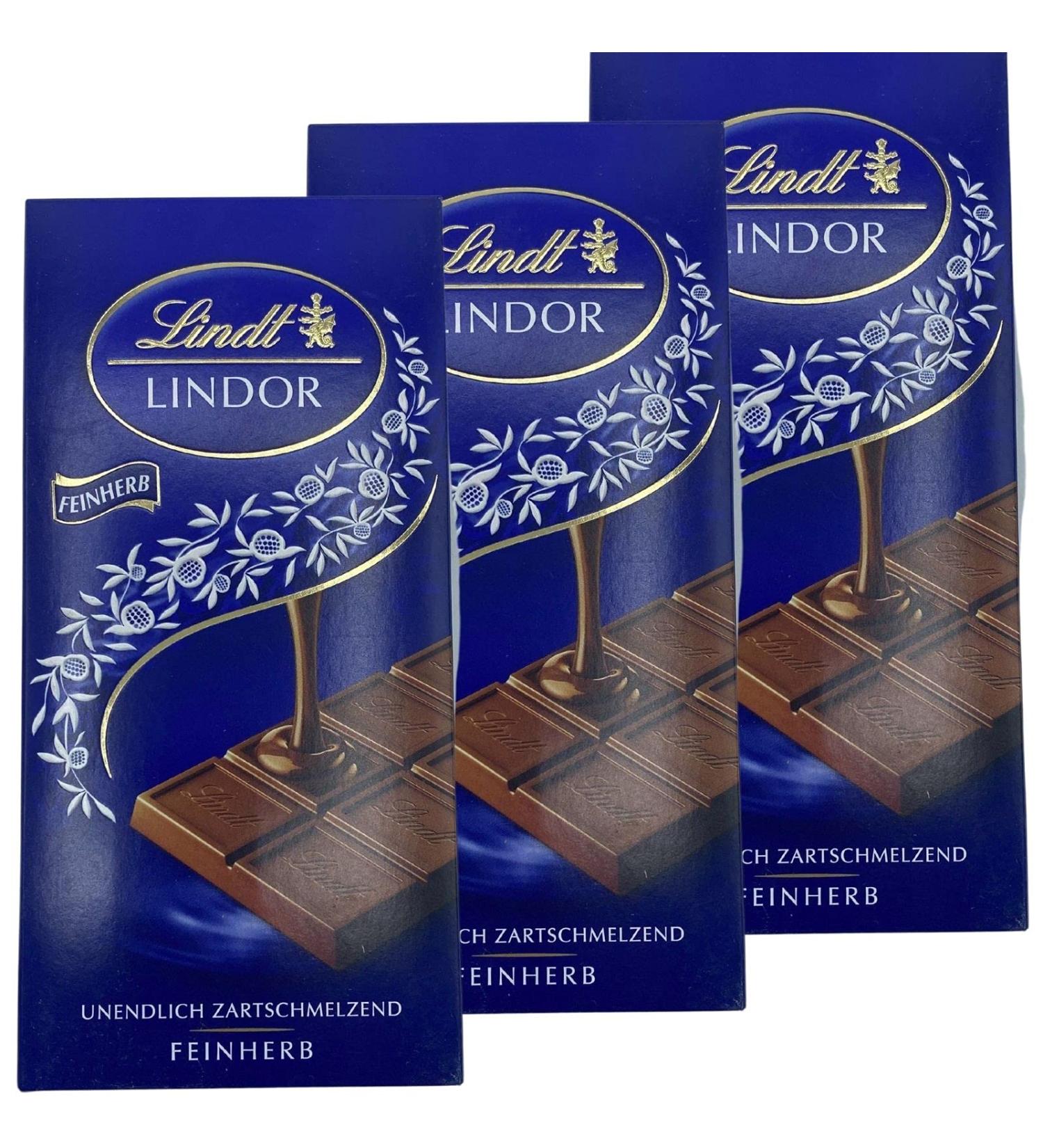 Lindt Lindor Lindt Lindor Feinherb Pack of 3 blackboards (3 x 100 g)