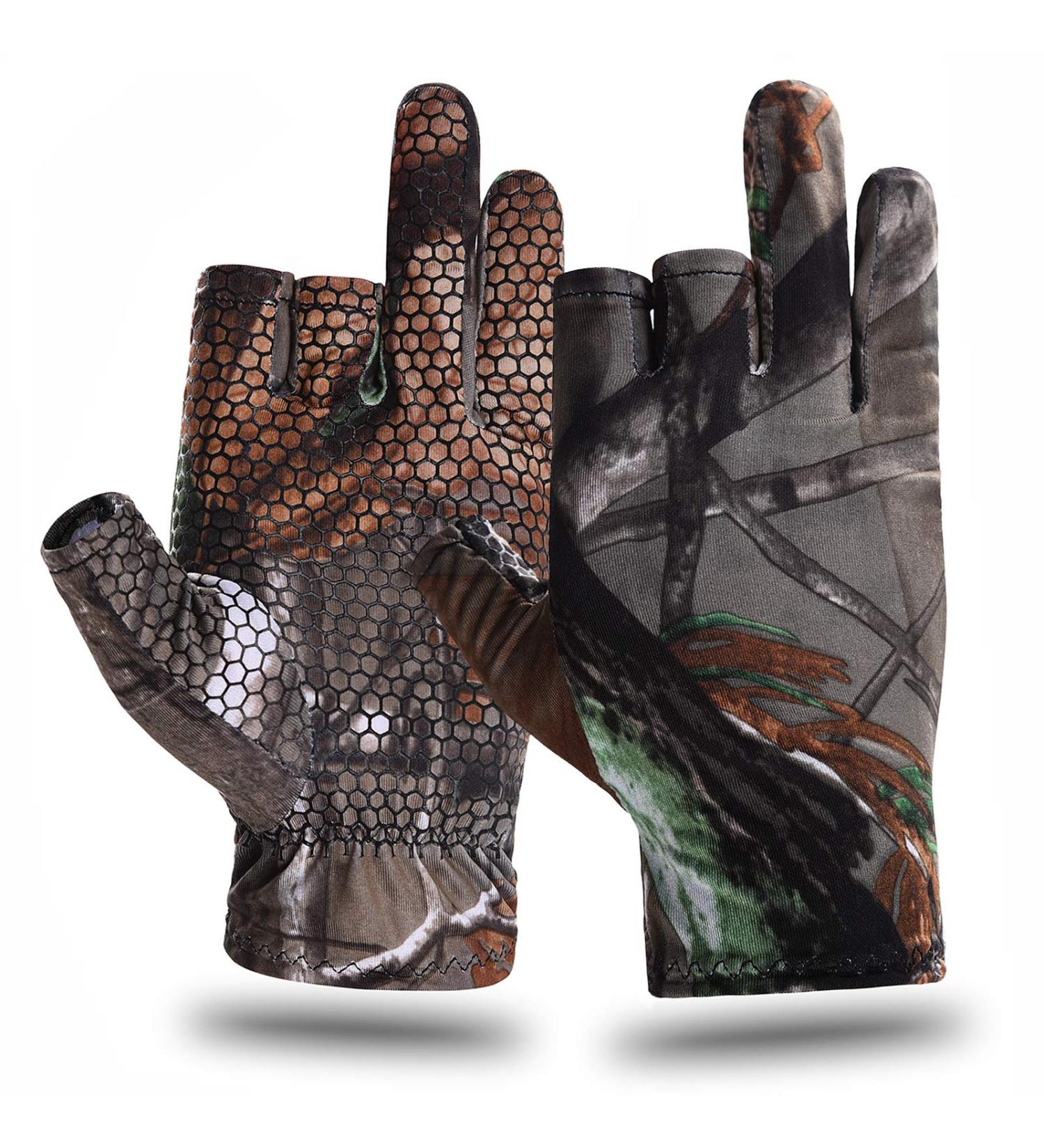EAmber Camouflage Fingerless Hunting Gloves - Anti-Slip, Sun Protection, Lightweight - Medium - Buy Online on GoSupps.com