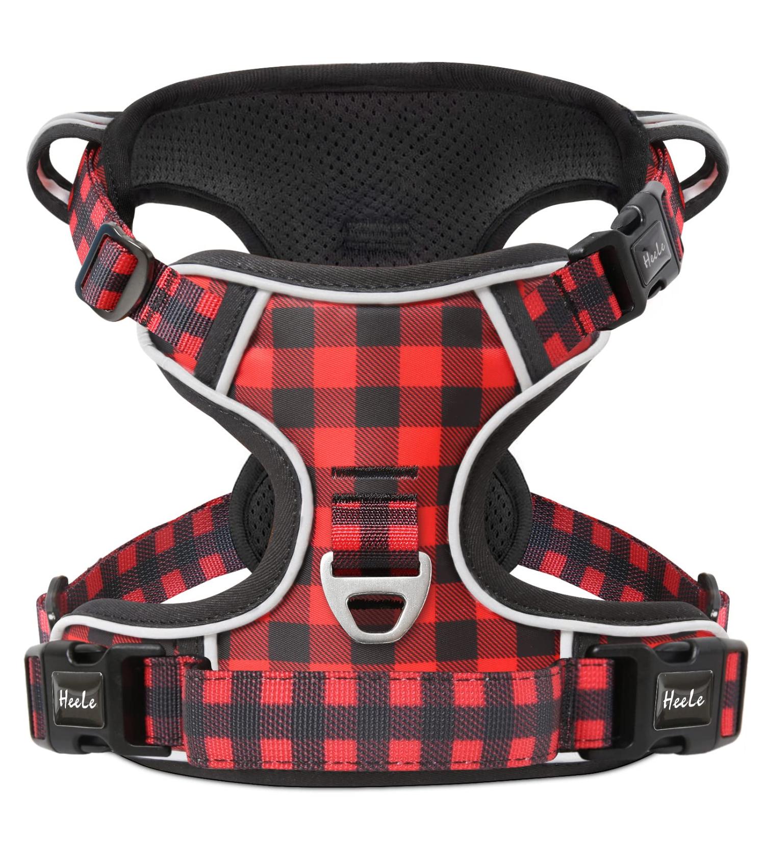 Heele Adjustable No-Pull Dog Harness | Reflective & Breathable for Small Dogs | XS (Chest 33-43cm) | Black-Red - Buy Online on GoSupps.com