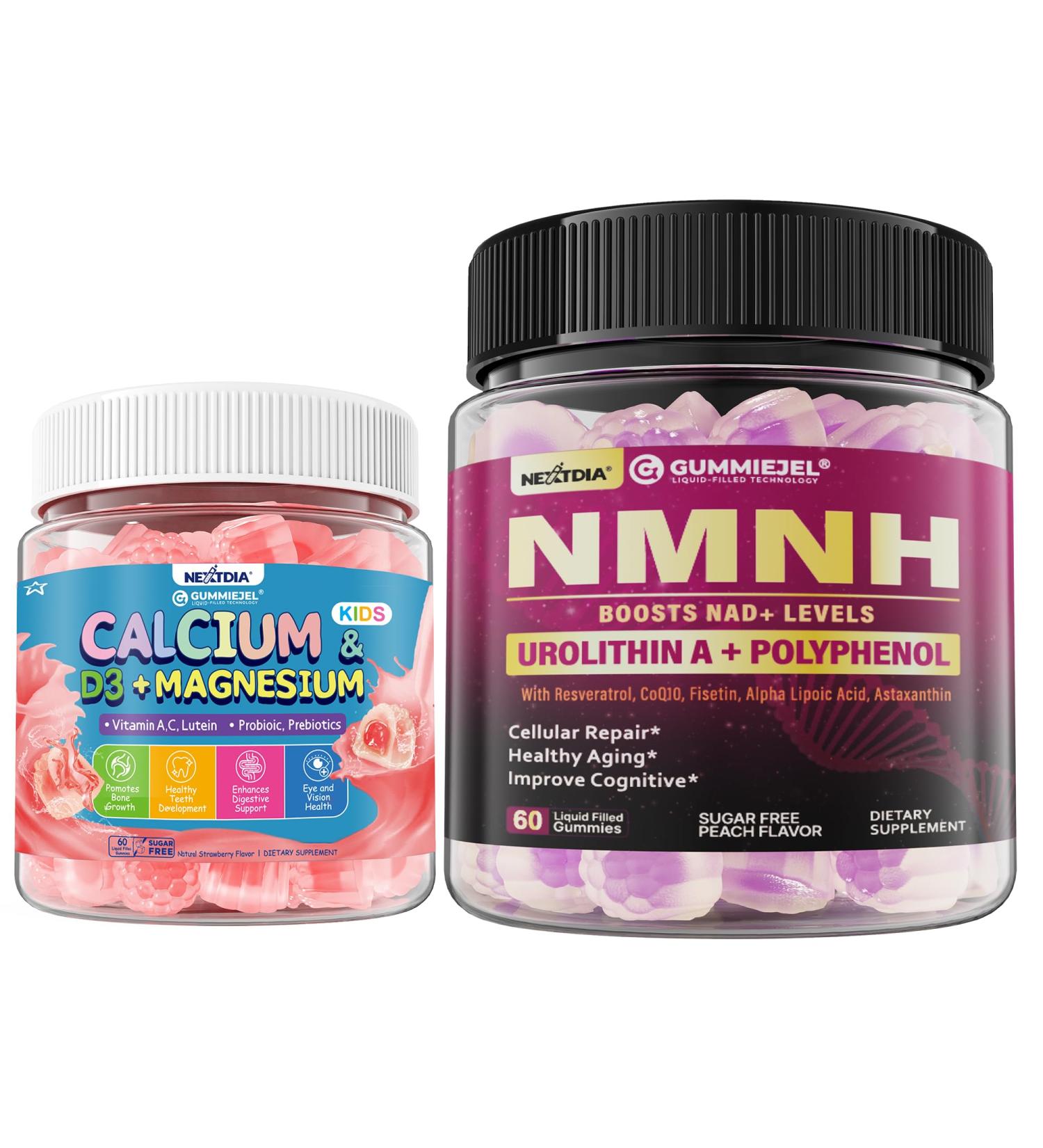 Nextdia NAD+ Supplement for Women with Urolithin A Polyphenol Complex Resveratrol + Kids Calcium Gummies - Buy Online on GoSupps.com