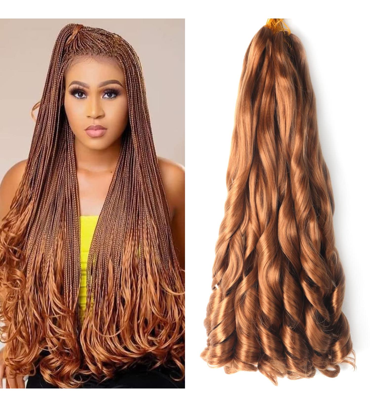Ainimiu 22 inch French Curly Braiding Hair 8 Packs French Curl Braiding hair Pre Stretched Loose Wavy Bouncy Braids Synthetic Hair Extensions 22 Inch(pack of 8) 30# - Buy Online on GoSupps.com