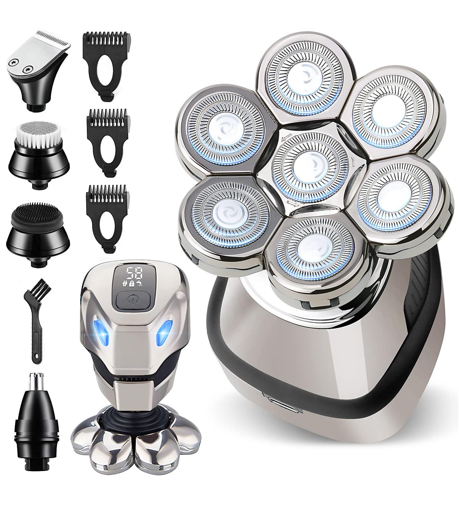 7D WeChip Electric Head Shaver for Bald Men - Modern Design Razors, Wet/Dry, Anti-Pinch, LED Display - Cordless Grooming Kit - Buy Online on GoSupps.com