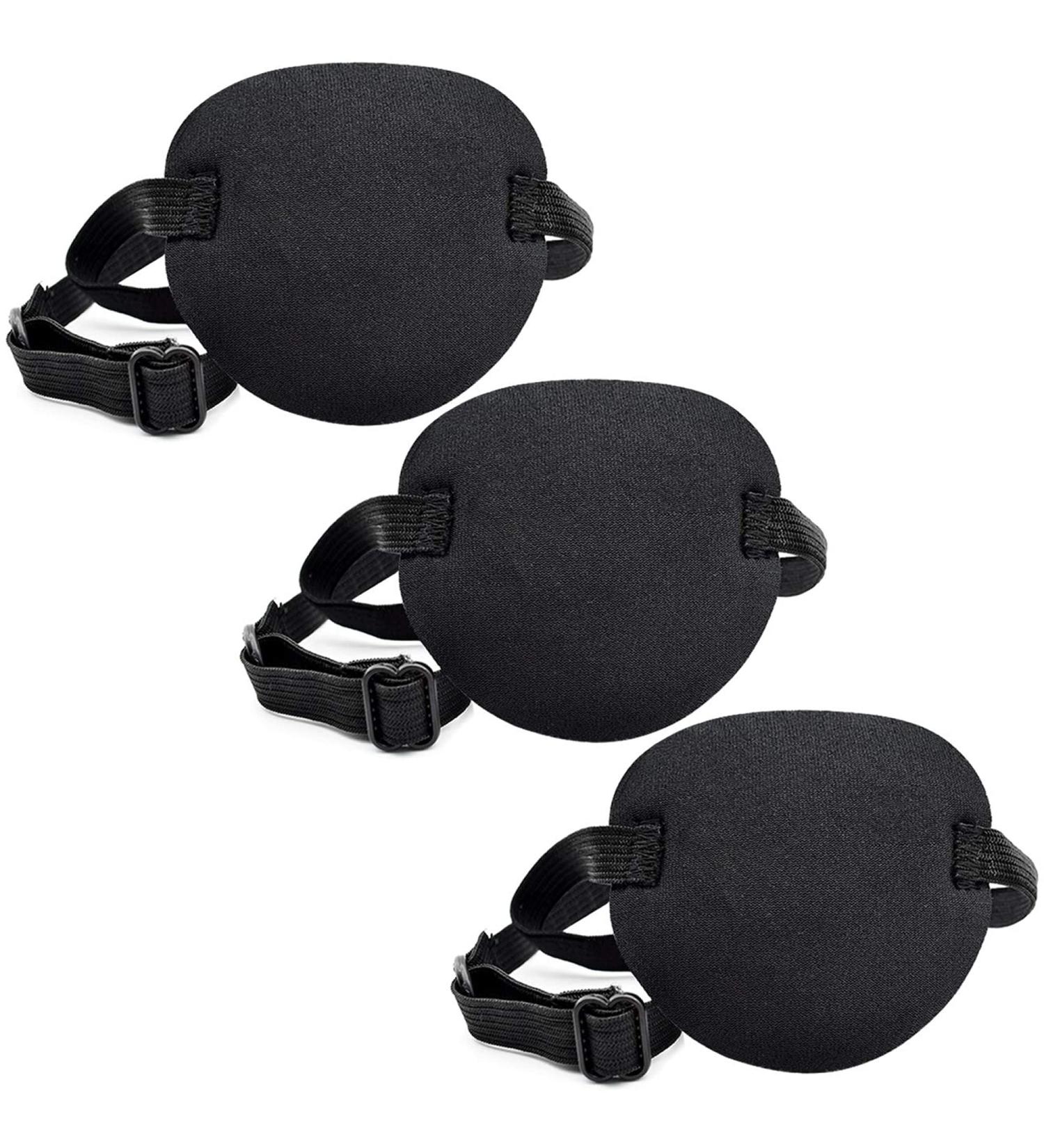 HAOBIN 3 Pieces Single Eye Mask Amblyopia Eye Patches Adjustable Elastic Eye Patches Soft Adjustable Pirate Eye Patch for Treating Human Amblyopia (Black) - Buy Online on GoSupps.com