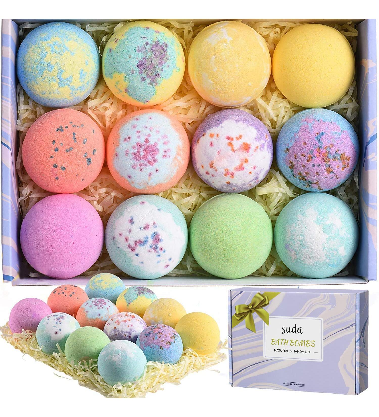 12 Pieces Bath Bombs Gift Set Handmade Essential Oil SPA Kit Fizzy Bubble Bath Bombs Shea Butter Moisturize Dry Skin Birthday Mother s Day Gifts for Women Mom Kids
