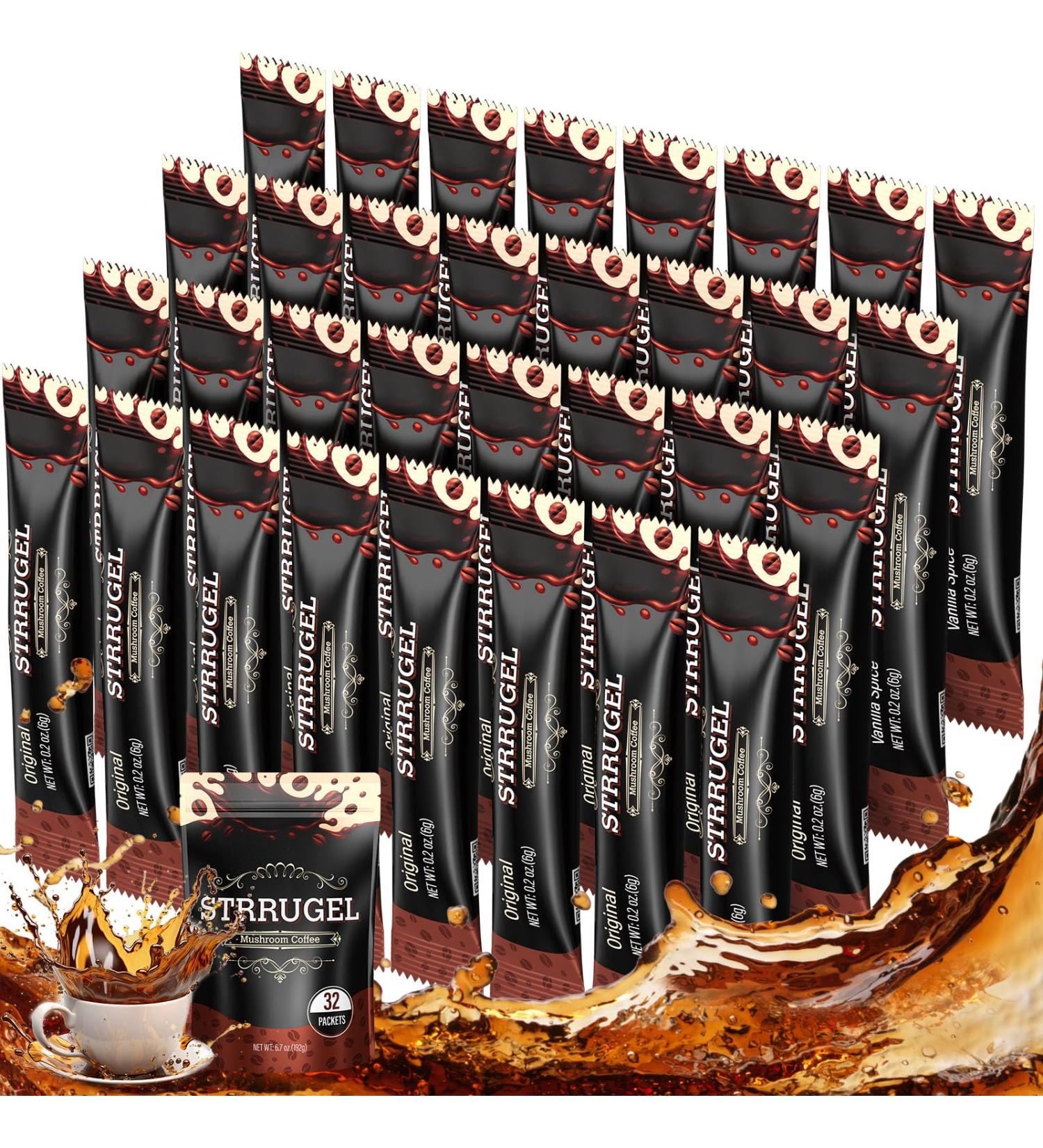 Organic Mushroom Coffee with Lion s Mane & Reishi - 9 Functional Mushrooms + Ashwagandha for Focus Energy & Stress Relief - Low Caffeine Instant Coffee Sticks 32 Servings Original & Vanilla 6.7 Ounce (Pack of 1) - Buy Online on GoSupps.com
