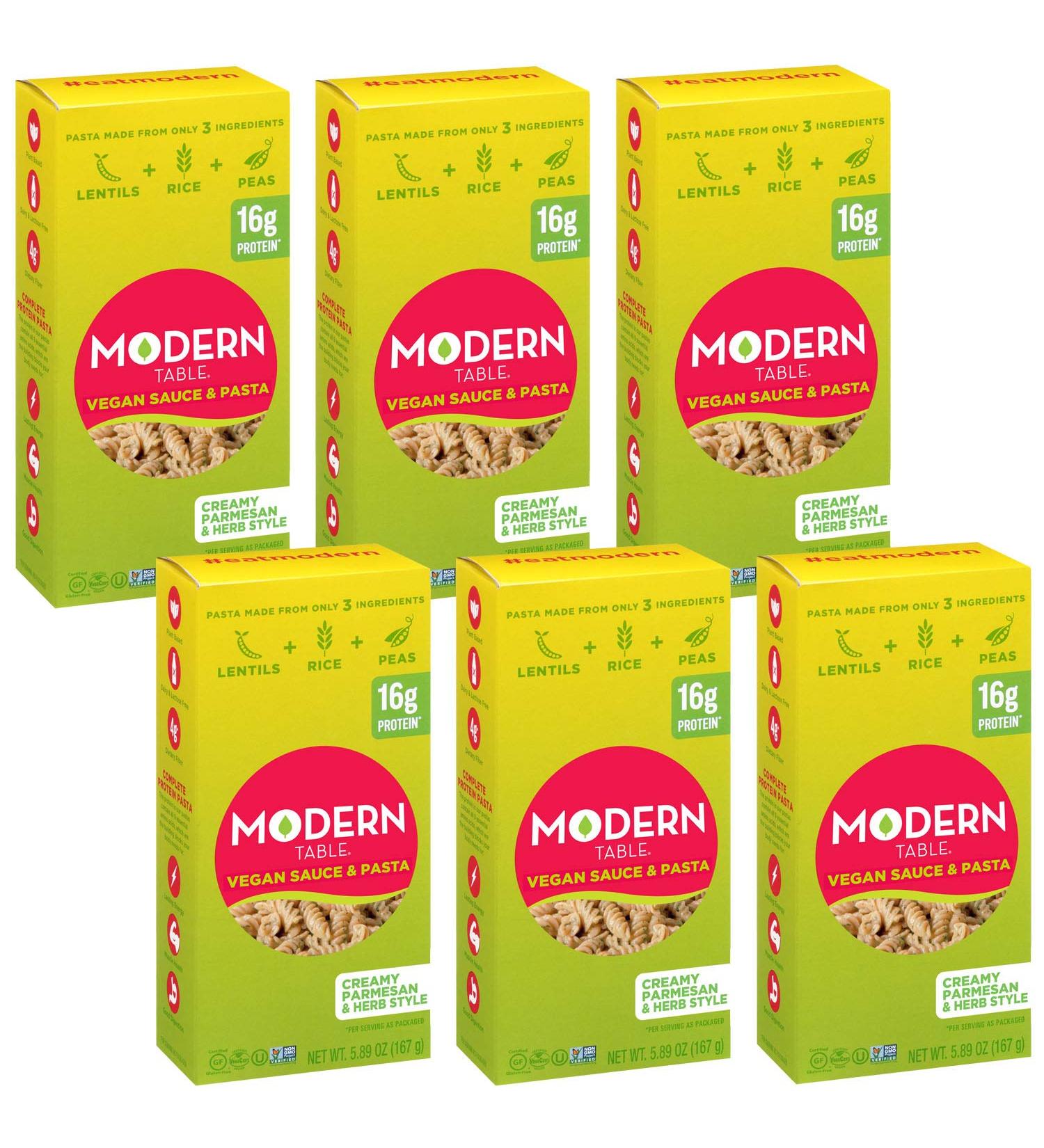 Modern Table Parmesan & Herb Vegan Sauce & Pasta 5.89 oz Box, 6 Ct - Gluten-Free & Certified Vegan with No Artificial Preservatives - Buy Online on GoSupps.com