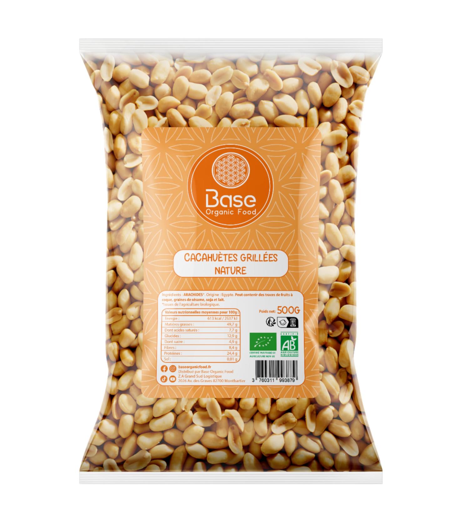 Organic Roasted Shelled Peanuts without Salt 500 g | 100% Natural Peanuts | Jumbo Peanuts | Healthy & Energizing Snack - Buy Online on GoSupps.com