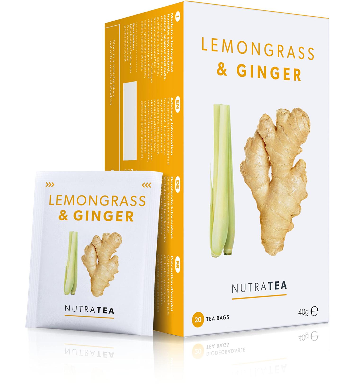 Nutra Tea - Lemongrass & Ginger Tea - 120 Tea Bags - Herbal Tea - (6 Pack) 6 Pack (120 Tea Bags) - Buy Online on GoSupps.com