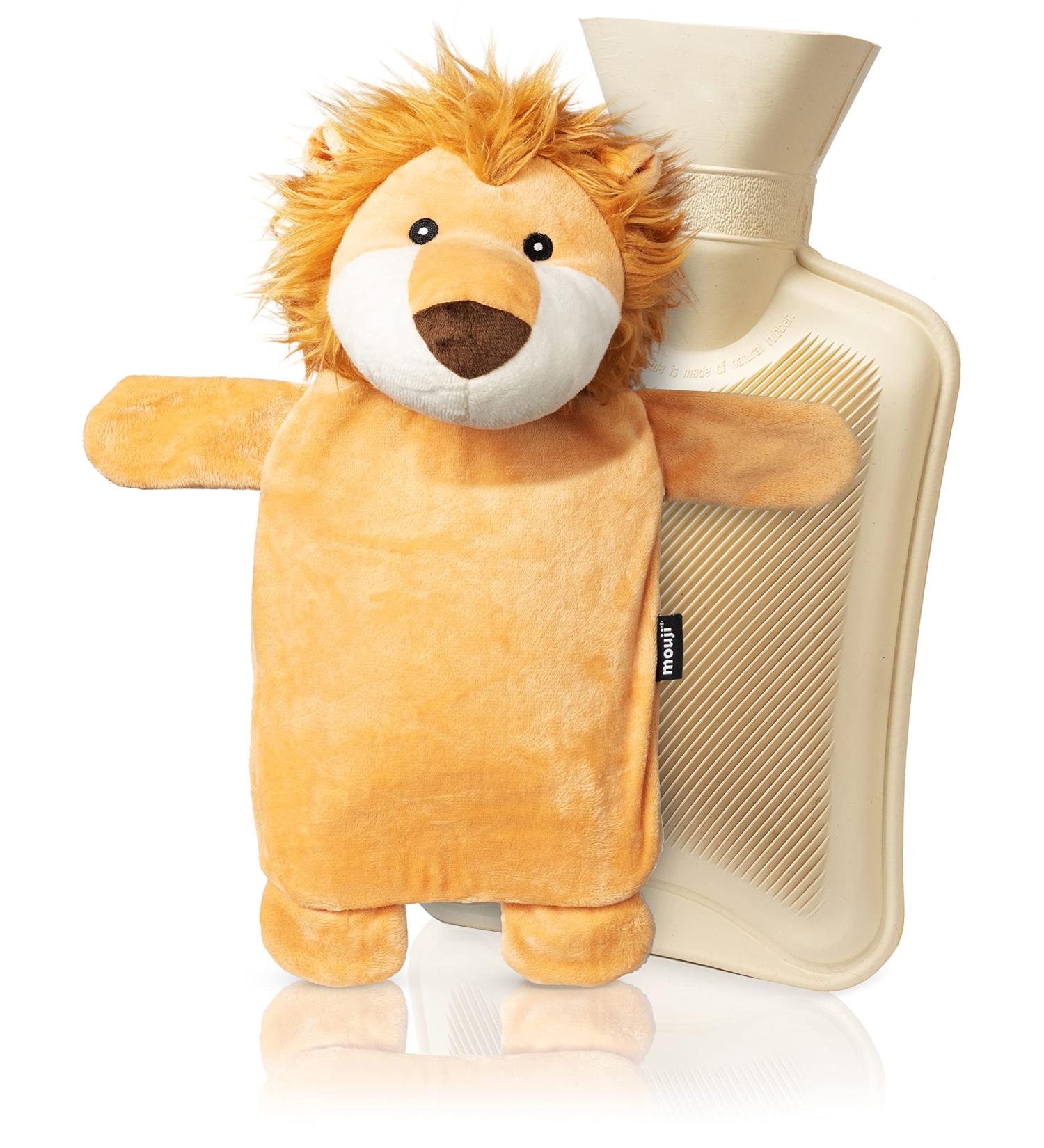 Mouji Premium Lion Hot Water Bottle for Kids | 0.75L Cuddly Heating Toy | Cozy Heat Bottles for Children & Adults | Animal Bed Warmth & Comfort - Buy Online on GoSupps.com