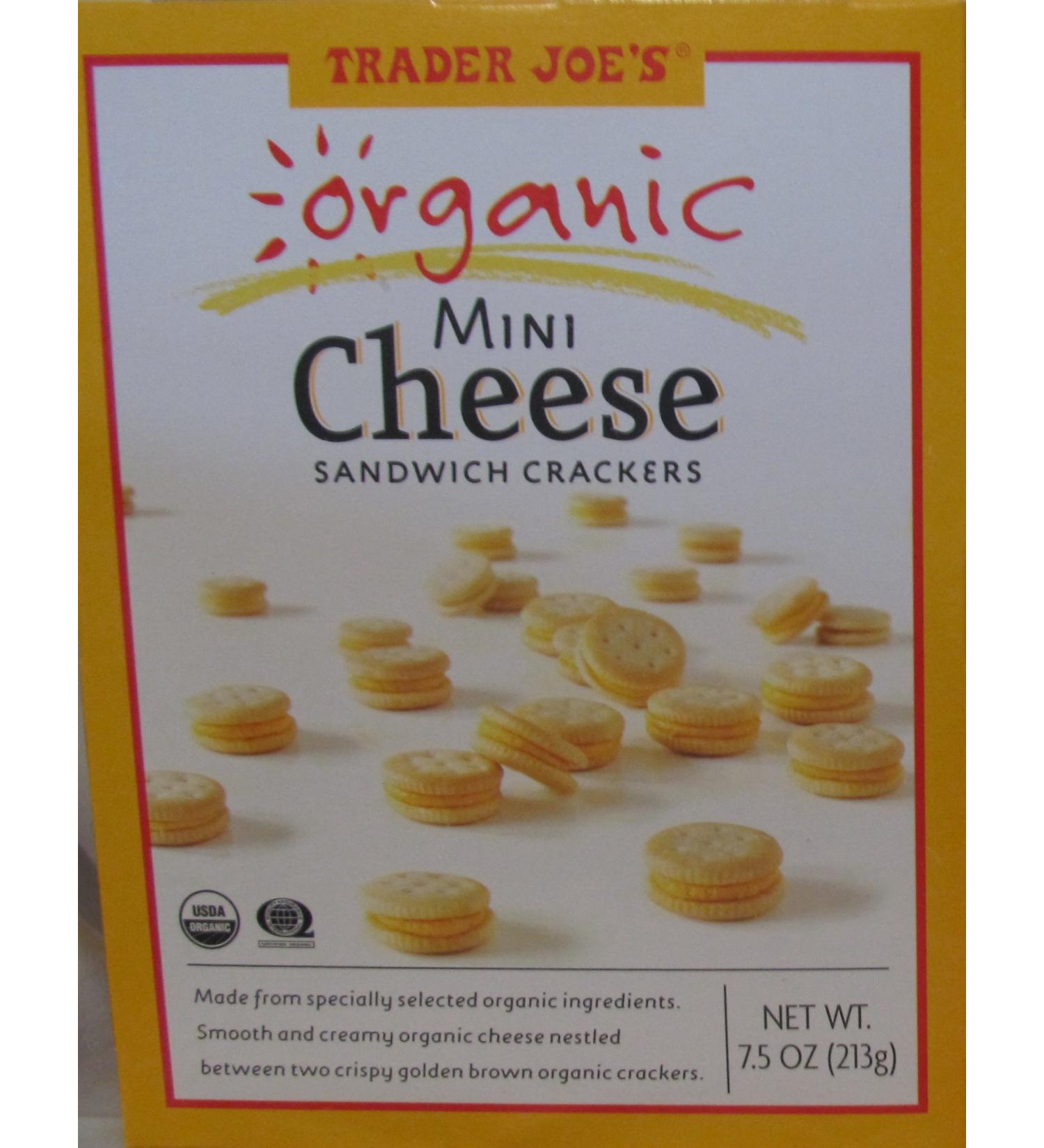 Trader Joe's Organic Mini Cheese Sandwich Crackers, 7.5 Ounce (2 Pack) Cheese 7.5 Ounce (Pack of 2)