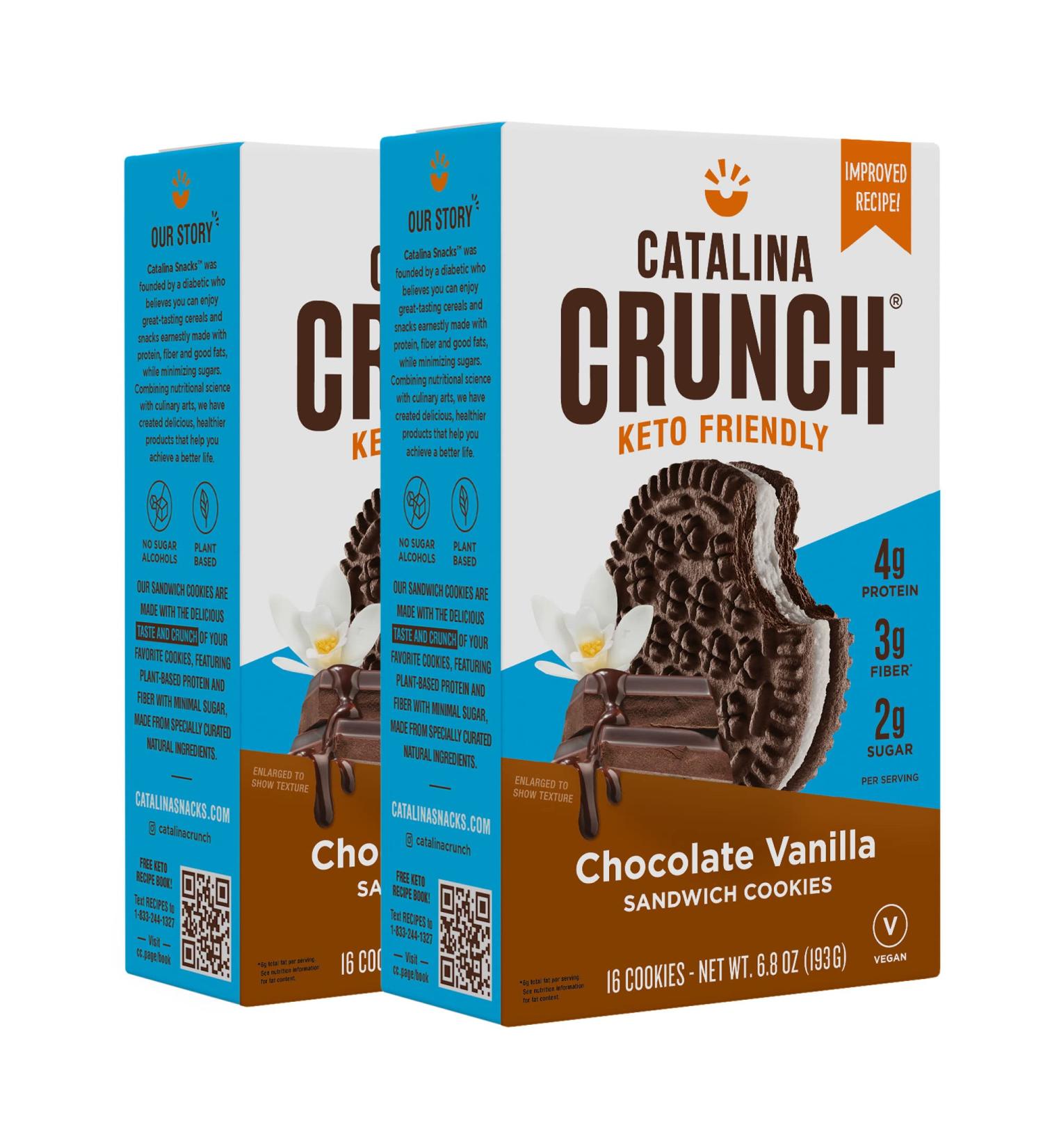 Catalina Crunch Keto Sandwich Cookies - Chocolate Vanilla, 16 Cookies (6.8 oz) | Low Carb Snack - Buy Online on GoSupps.com