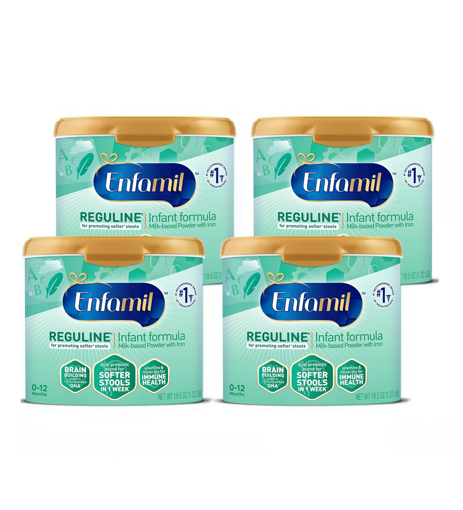 Enfamil Reguline Baby Formula with Omega-3 DHA & Probiotics | Soft Stools & Immune Support | 19.5 oz (Pack of 4) - Buy Online on GoSupps.com
