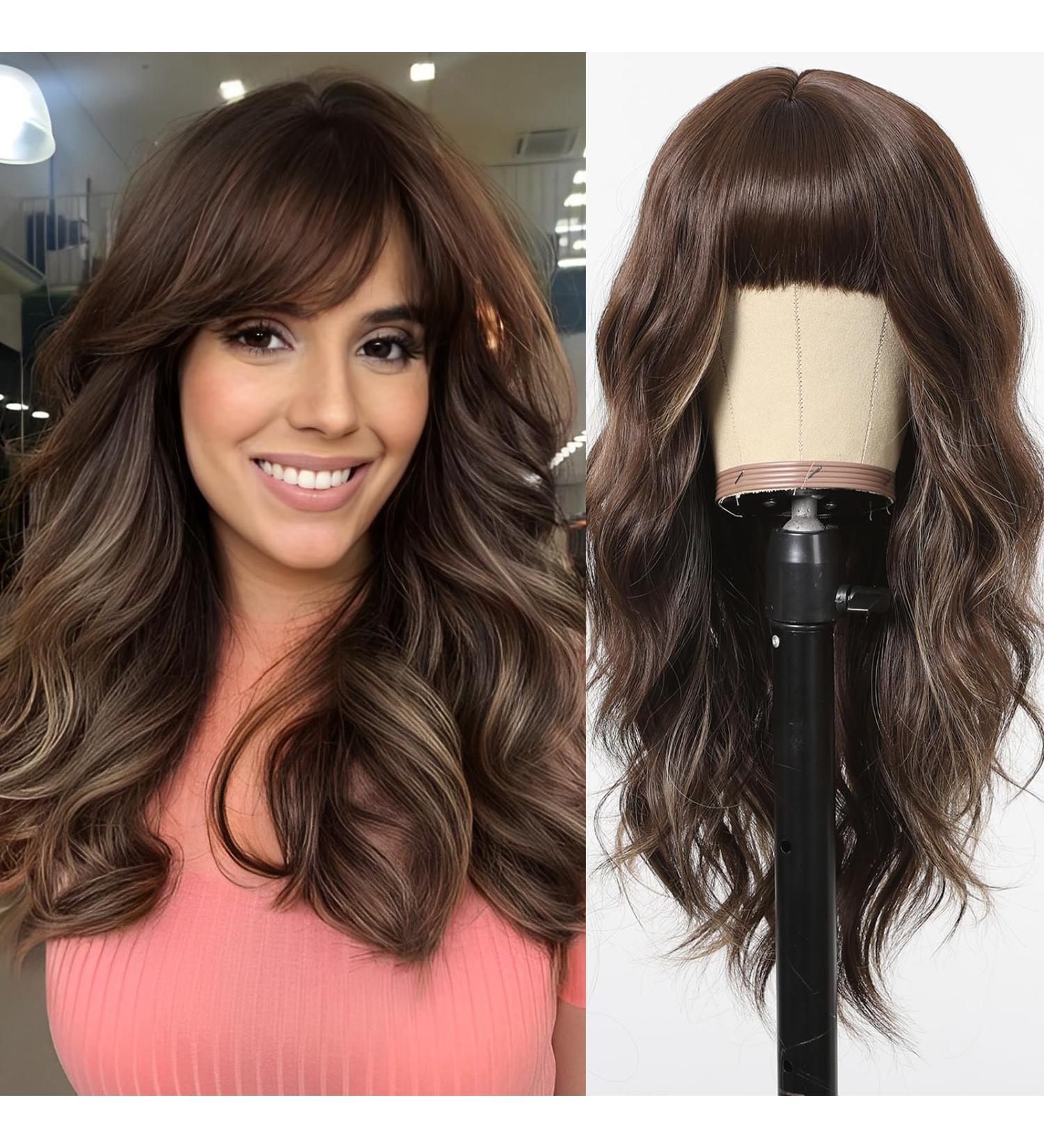 Testar Brown Wigs with Blonde Highlights | Long Wavy & Curly Synthetic Wigs for Women & Girls | Perfect for Everyday & Parties - Buy Online on GoSupps.com