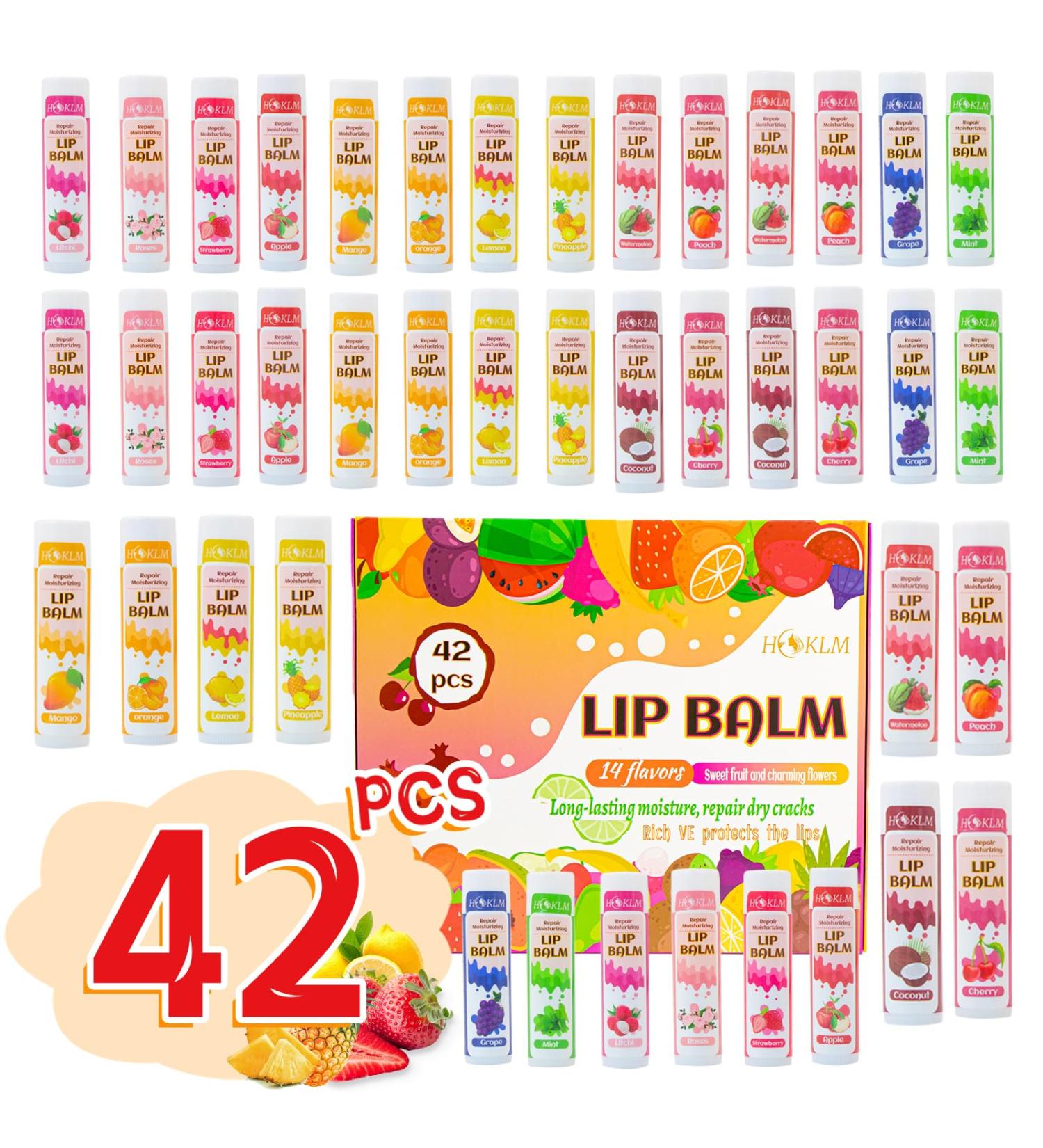 42 Pack Lip Balm Natural Lip Balm Bulk with Shea Butter Vitamin E and Coconut Oil Moisturizing for Chapped Lips Best Lip Care Suitable for People of All Ages - 14 Flavors 0.15 Oz Pack of 42 - Buy Online on GoSupps.com