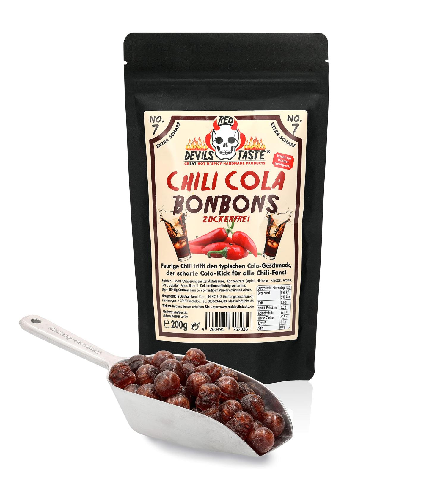 Chili Cola Bonbon - Cola Ball - sugar-free - extra hot - 200g RED DEVILS TASTE Cola Lemon Strawberry Caramel 200 g (1 pack)