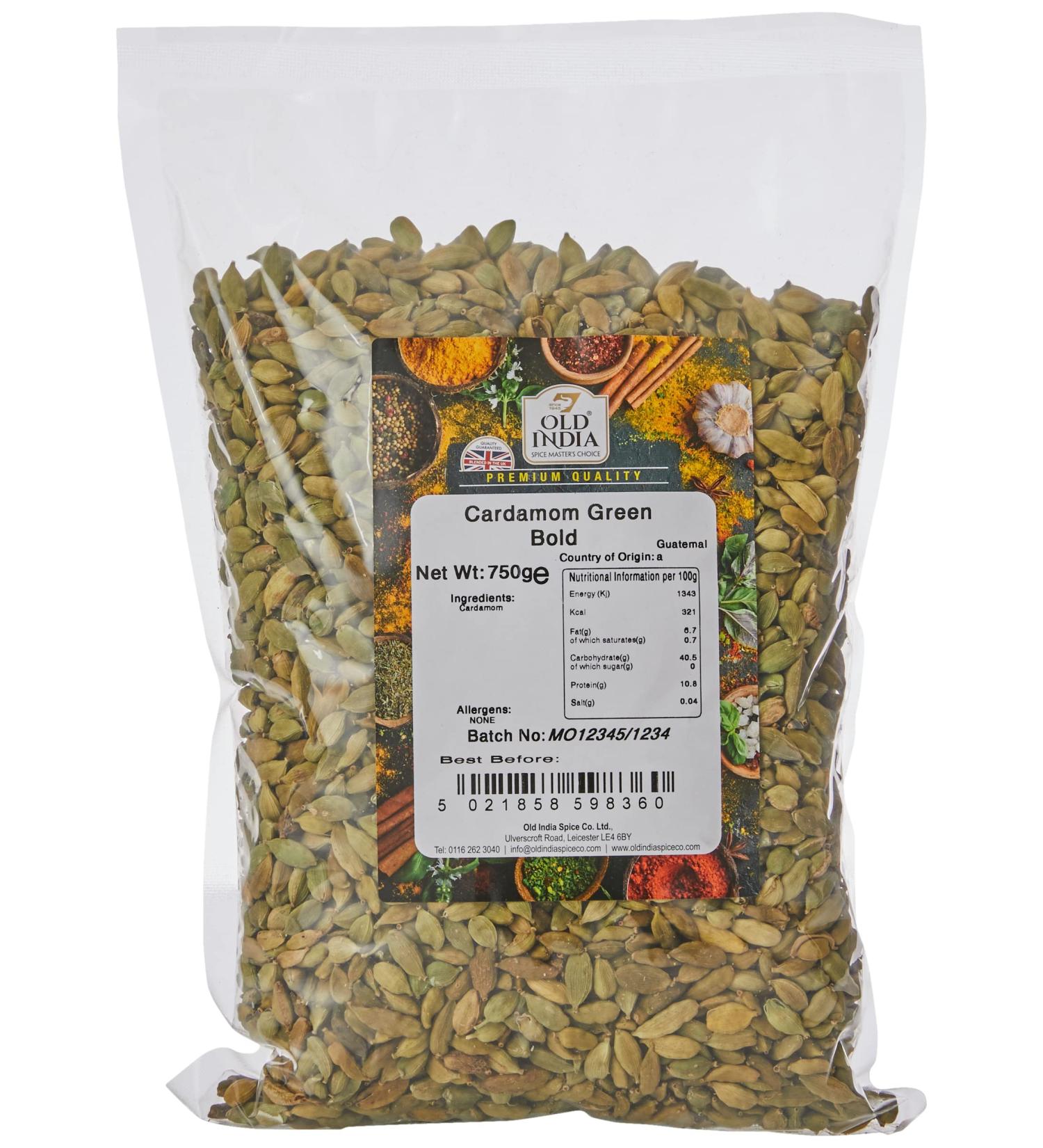Old India Cardamom Green Bold 750g - Premium Quality Spice for Culinary Delights - Buy Online on GoSupps.com