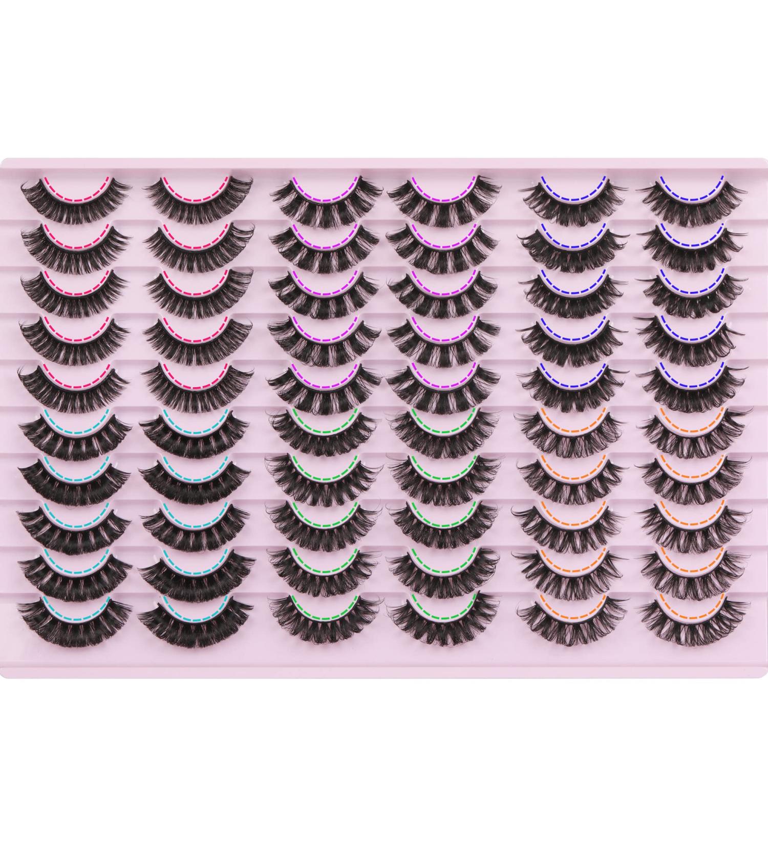 Russian Strip Lashes D Curl 30 Pairs - Fluffy Volume Wispy False Eyelashes Pack - Buy Online on GoSupps.com