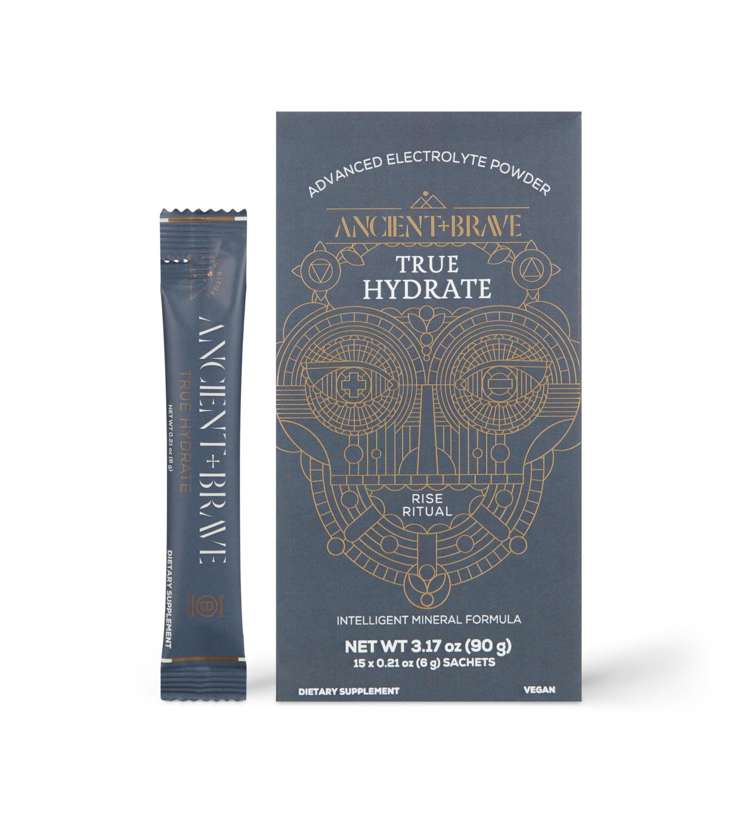Ancient + Brave True Hydration Powder 15 x 6g Coconut Water Unflavored Electrolytes Instant Hydration Blend Supports Energy and Recovery Vegan Electrolyte Powder Daily Wellness Sachets (90g) - Buy Online on GoSupps.com