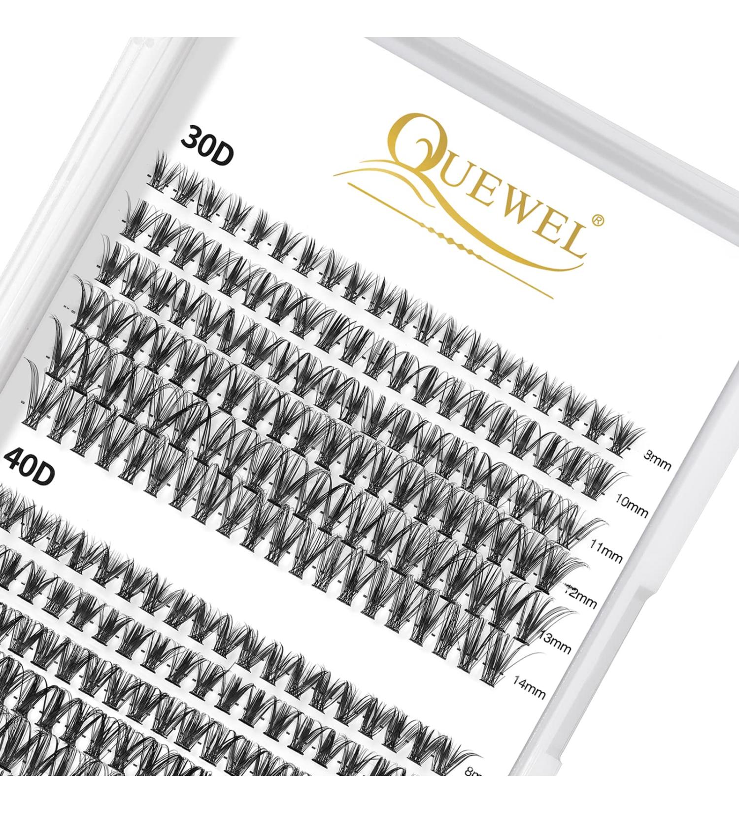 QueWel Cluster Lashes - 240 Pieces of 0.07D Curl DIY Eyelash Extensions (8-14mm Mix) for Natural Look - Single Cluster Eyelashes - Buy Online on GoSupps.com