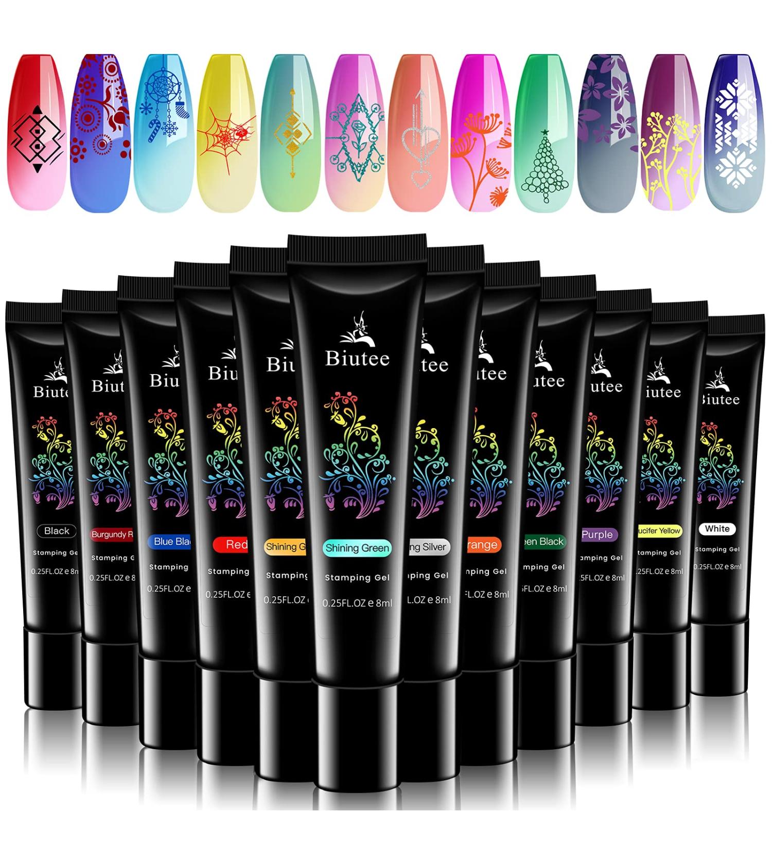 12 Colors Nail Stamping Gel Pack - 8ML UV LED Special Polish for Printed Nail Plates - Buy Online on GoSupps.com