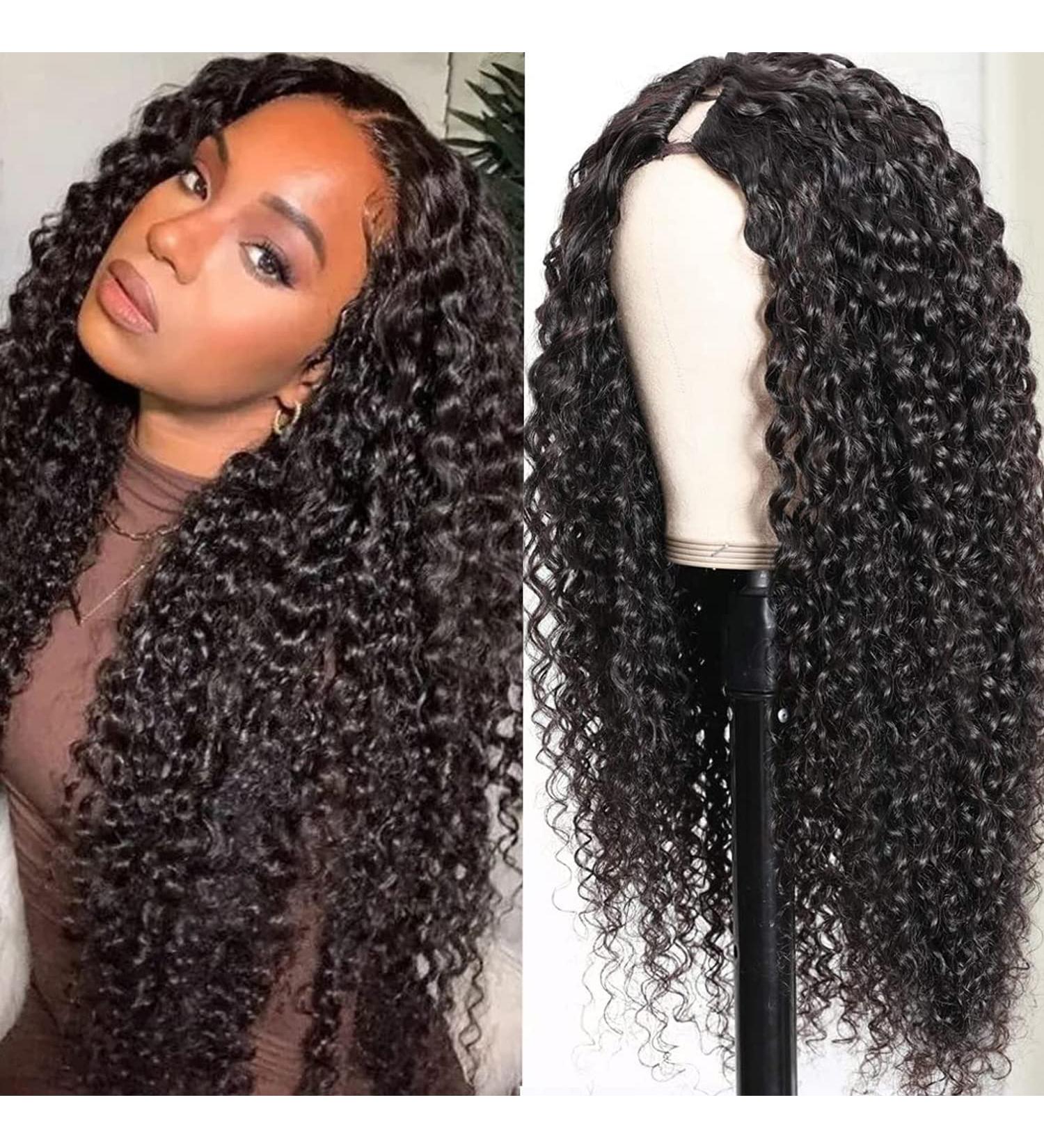 Megalook 20 Curly V Part Wig - 150% Density Human Hair for Black Women, No Glue, No Sew - Buy Online on GoSupps.com