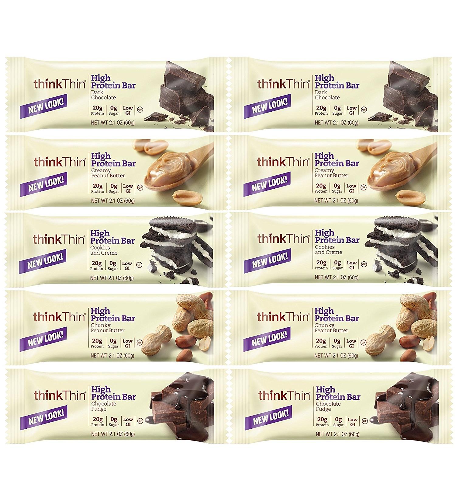Thinkthin High Protein Super Variety Pack, 2.1 Ounce (Pack of 10)