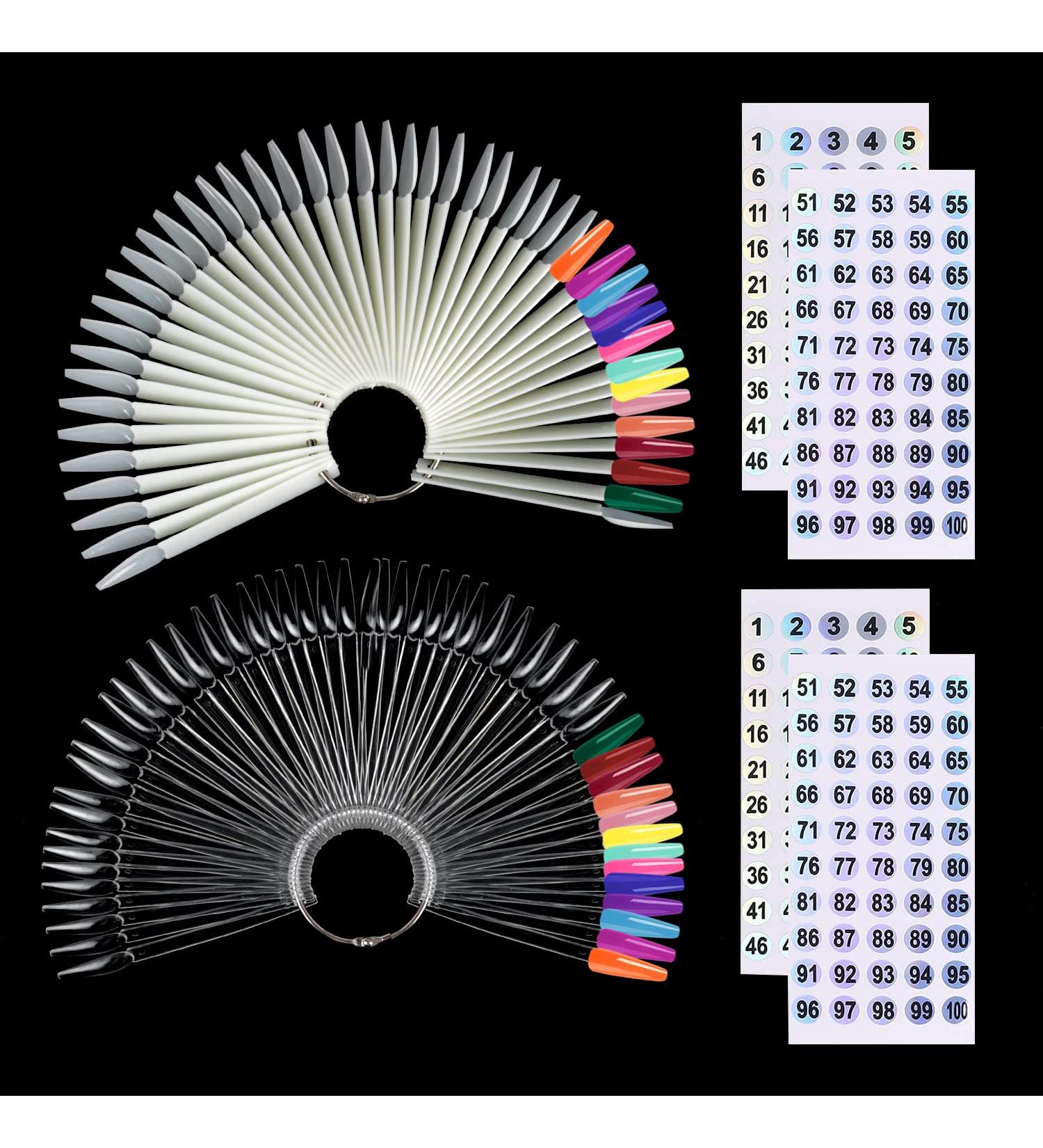 Nail Art Tips Ring Sticks - 100 Pieces Nail Polish Display with Number Stickers for DIY Nail Art & Studios - Buy Online on GoSupps.com