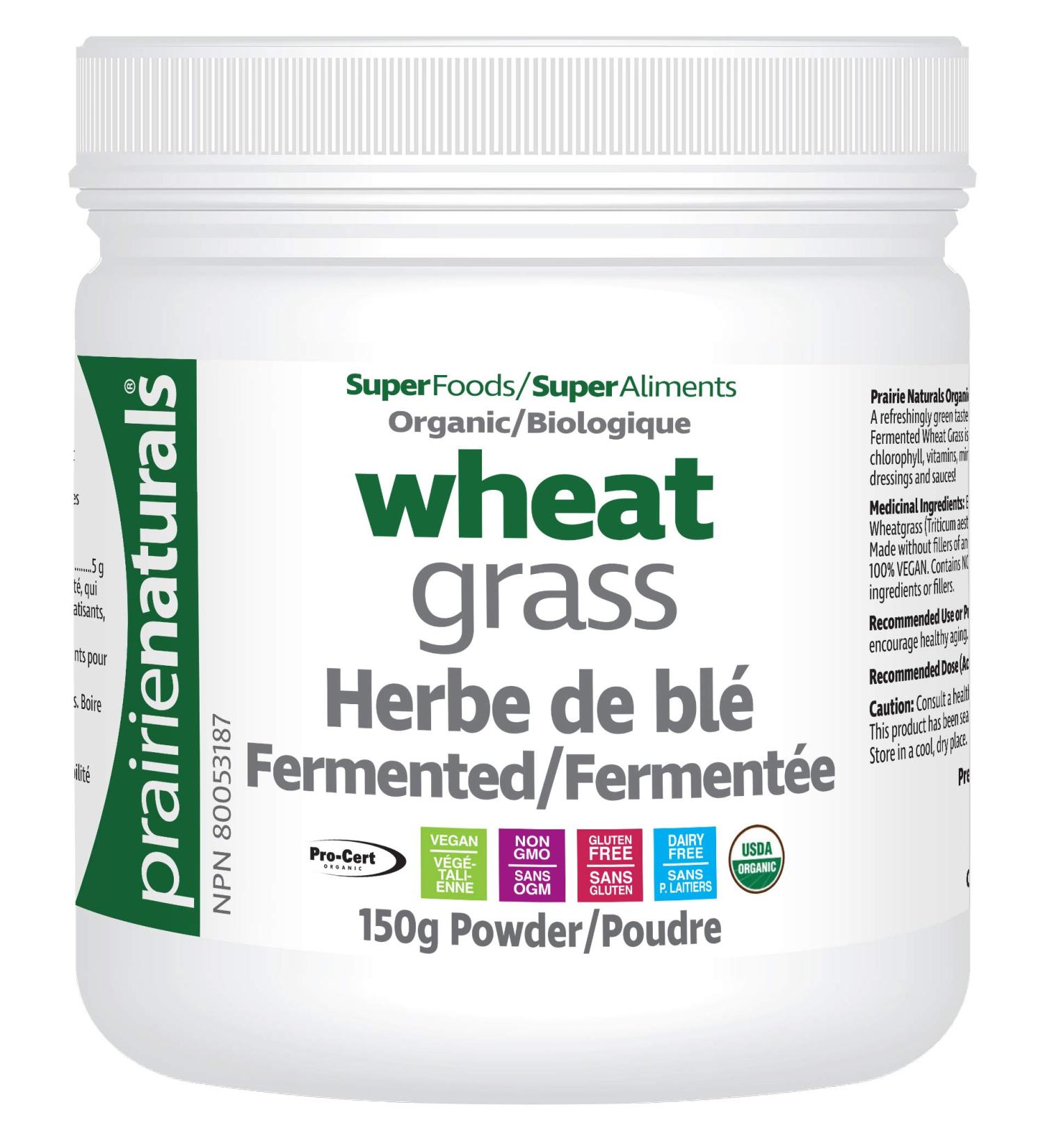 Prairie Naturals Organic Fermented Wheatgrass Juice Powder - 150 Gram - Buy Online on GoSupps.com