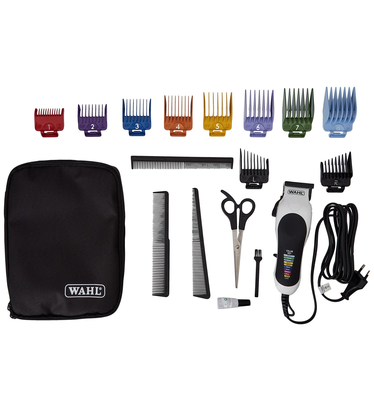 Wahl Color Pro Hair Clipper for Men - Complete Family Kit with Accessories Perfect for Travel - 10 Colorful Guards Scissors & Comb Included - Buy Online on GoSupps.com