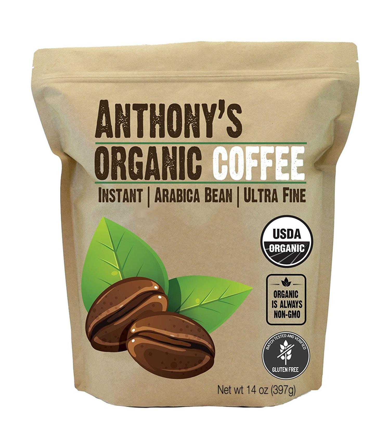 Anthony's Organic Instant Coffee 14oz - Ultra Fine Microground | Gluten Free Arabica | Non GMO - Buy Online on GoSupps.com
