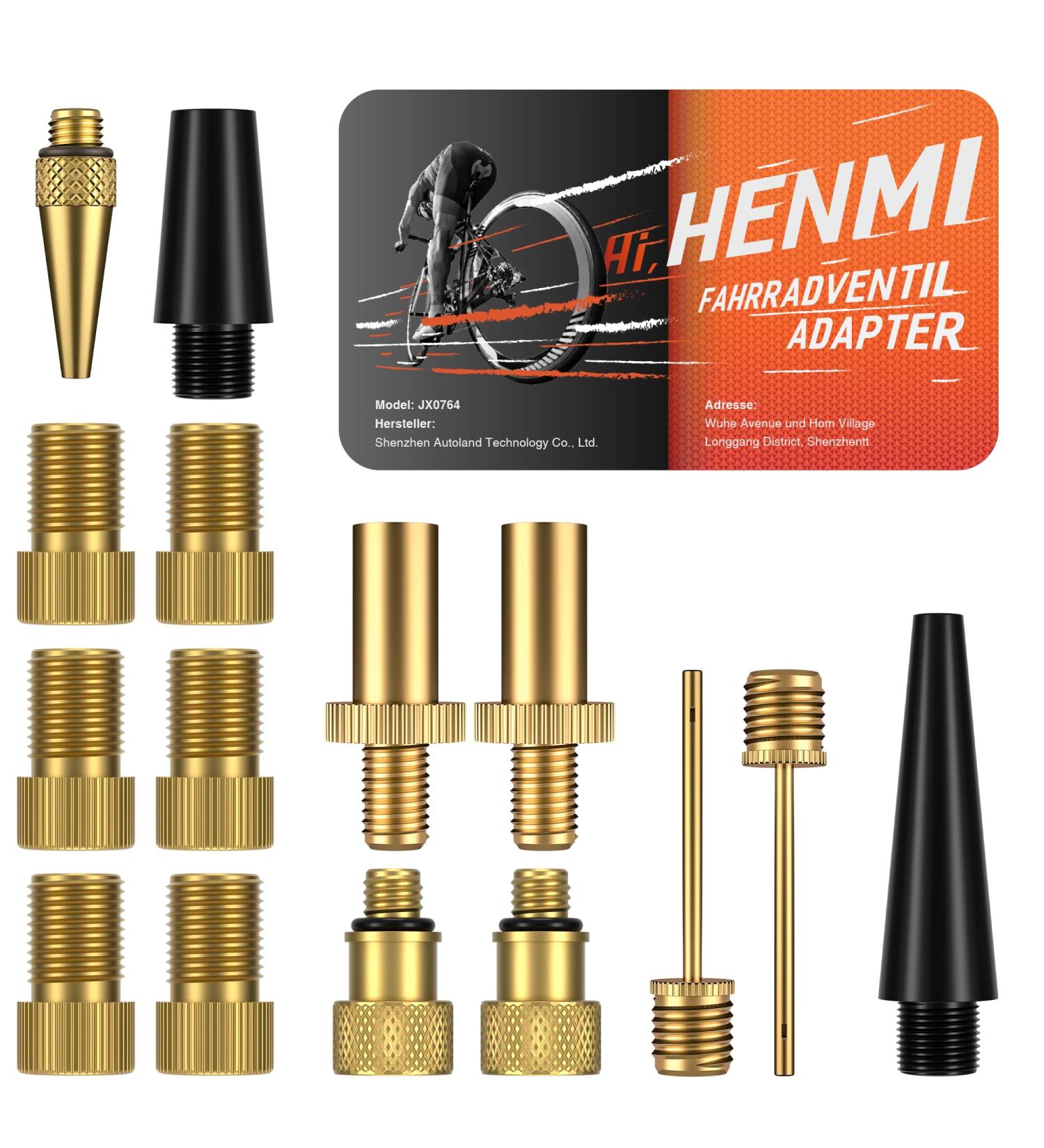 Henmi Bicycle Valve Adapter Set - Complete French & Auto-Style Valve Adapters with Sorting Box Air Pump Ball Pin & Compressor Valve - International Shipping - Buy Online on GoSupps.com