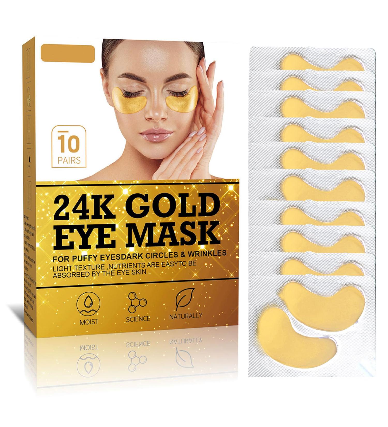 Under Eye Patches Collagen 24K Gold Eye Masks for Puffy Eyes Dark Circles Bags Gold Eye Pads Anti-Aging Hyaluronic Acid Moisturiser for Under Eye Wrinkles Remove Eye Bags Hydrating (10Pairs) - Buy Online on GoSupps.com