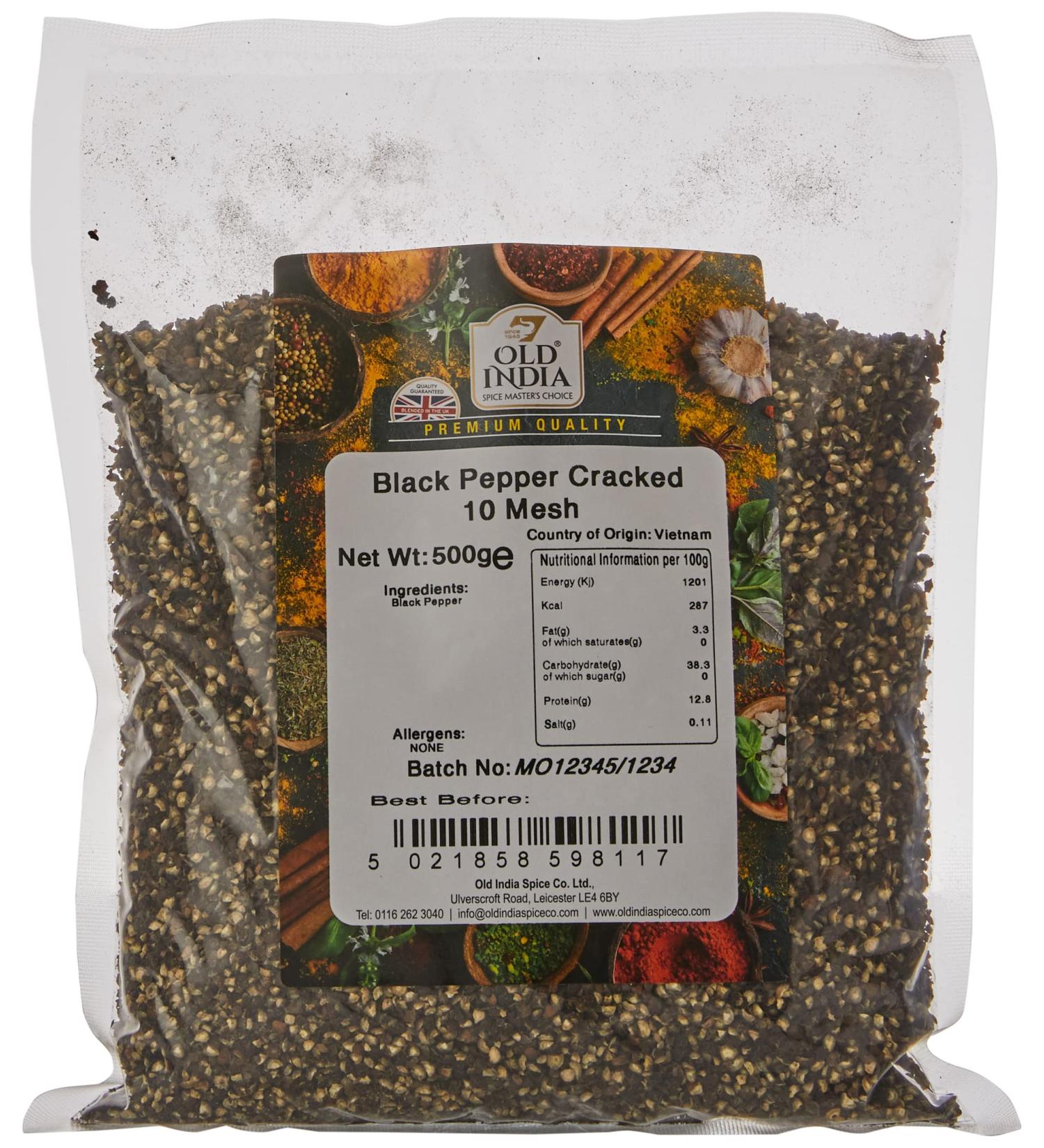 Old India Black Pepper Cracked 10 Mesh 500g - Premium Quality Spice (Pack of 1) - Buy Online on GoSupps.com