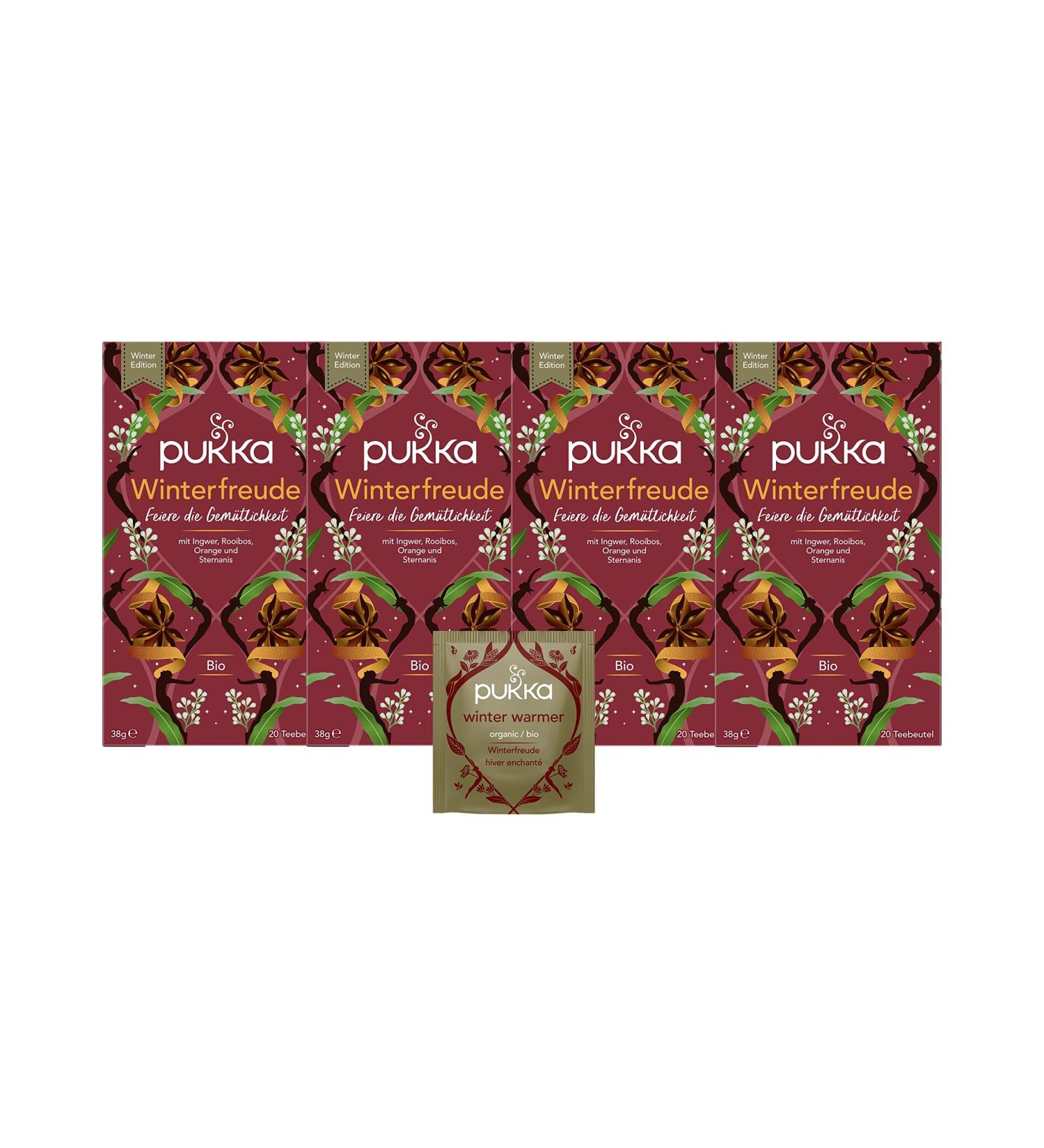 Pukka Organic Tea Winter Joy - Limited Edition | Ginger Cinnamon Cloves & Orange | Pack of 4 (80 Bags) - Perfect for Contemplative Moments | International Shipping Available - Buy Online on GoSupps.com