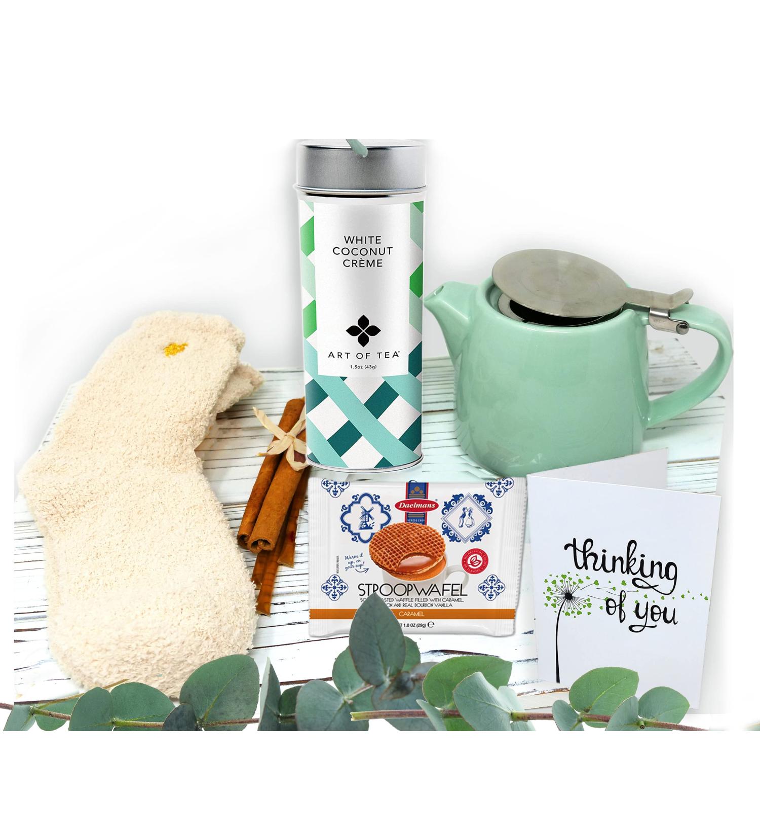 Sympathy & Self Care Gift for Tea Lovers: Tea Pot, Socks, Snacks & Gourmet Loose Tea | Thinking of You Gift for Women - Wife, Sister, Grandma - Buy Online on GoSupps.com