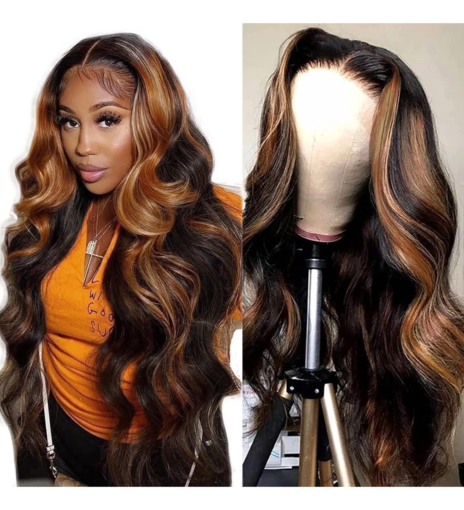 NAYUMI Ombre Lace Front Human Hair Wig 20 Inch 200% Density Balayage FB30 Body Wave - Honey Blonde Highlight for Black Women - Buy Online on GoSupps.com