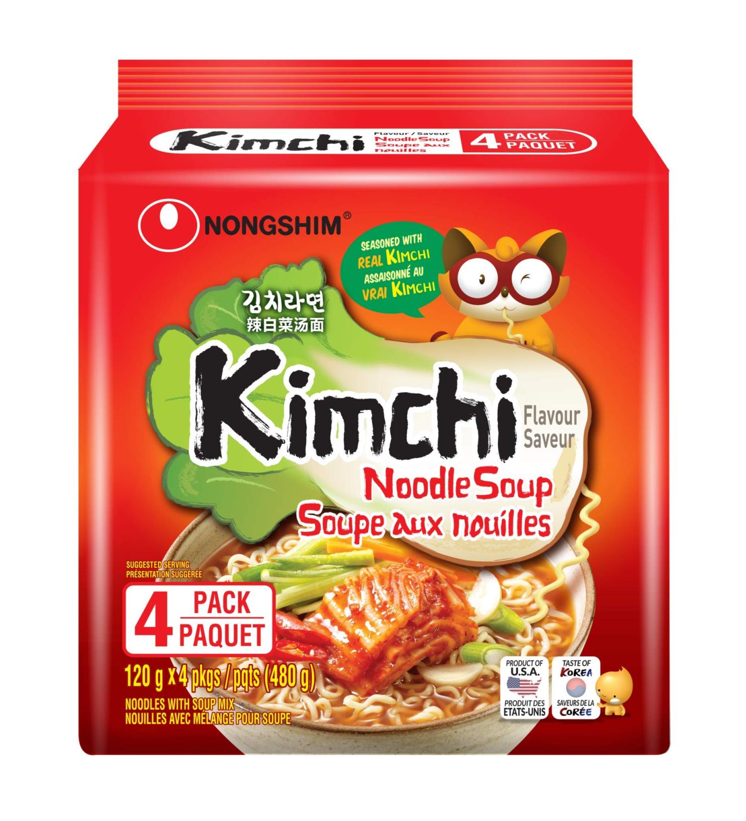 Nongshim NS02310 Kimchi Ramyun 4-Pack Case 2.88-Kilogram