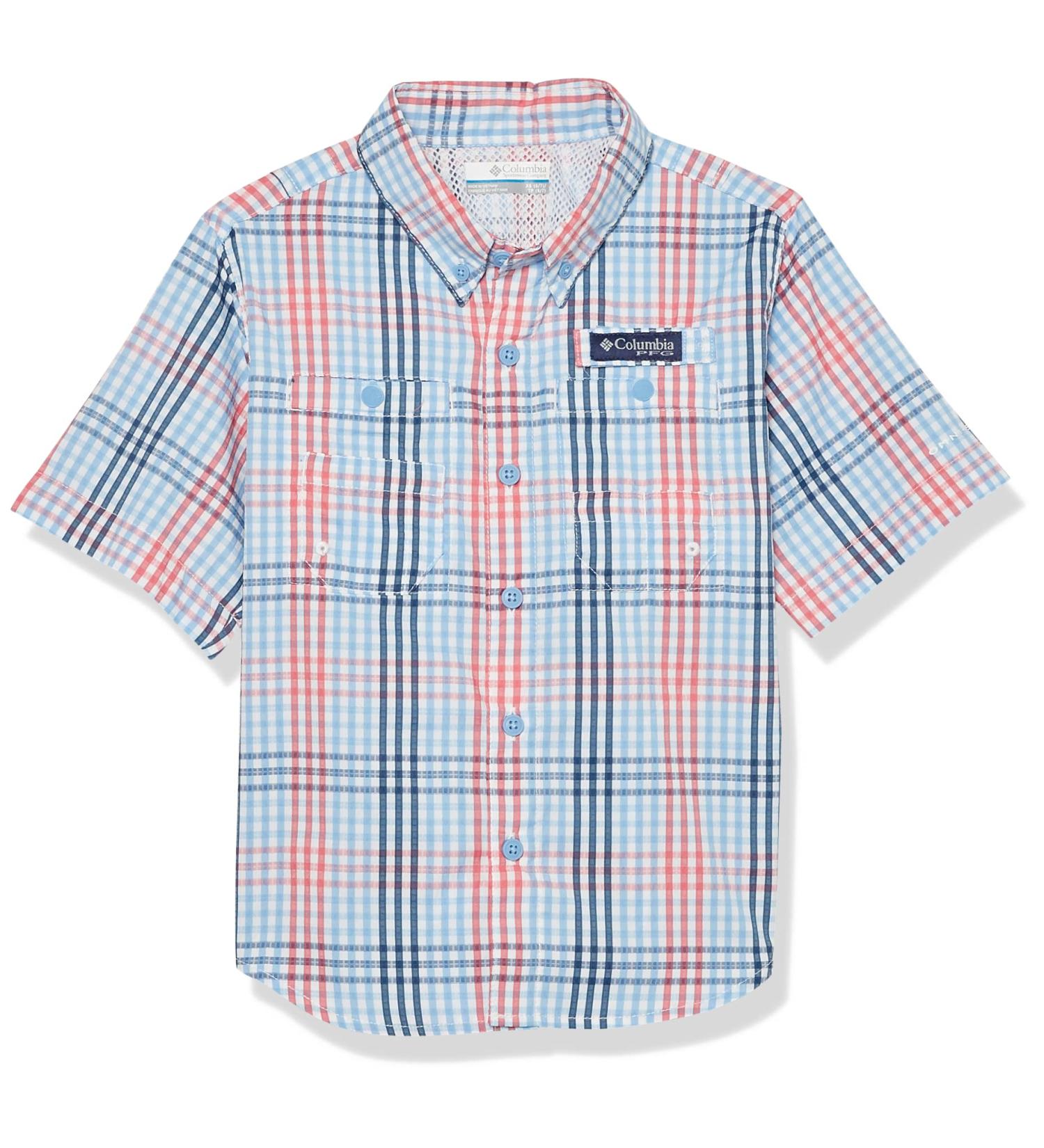 Columbia Boys' Super Tamiami Short Sleeve Shirt - Agate Blue Gingham - Small - Buy Online on GoSupps.com