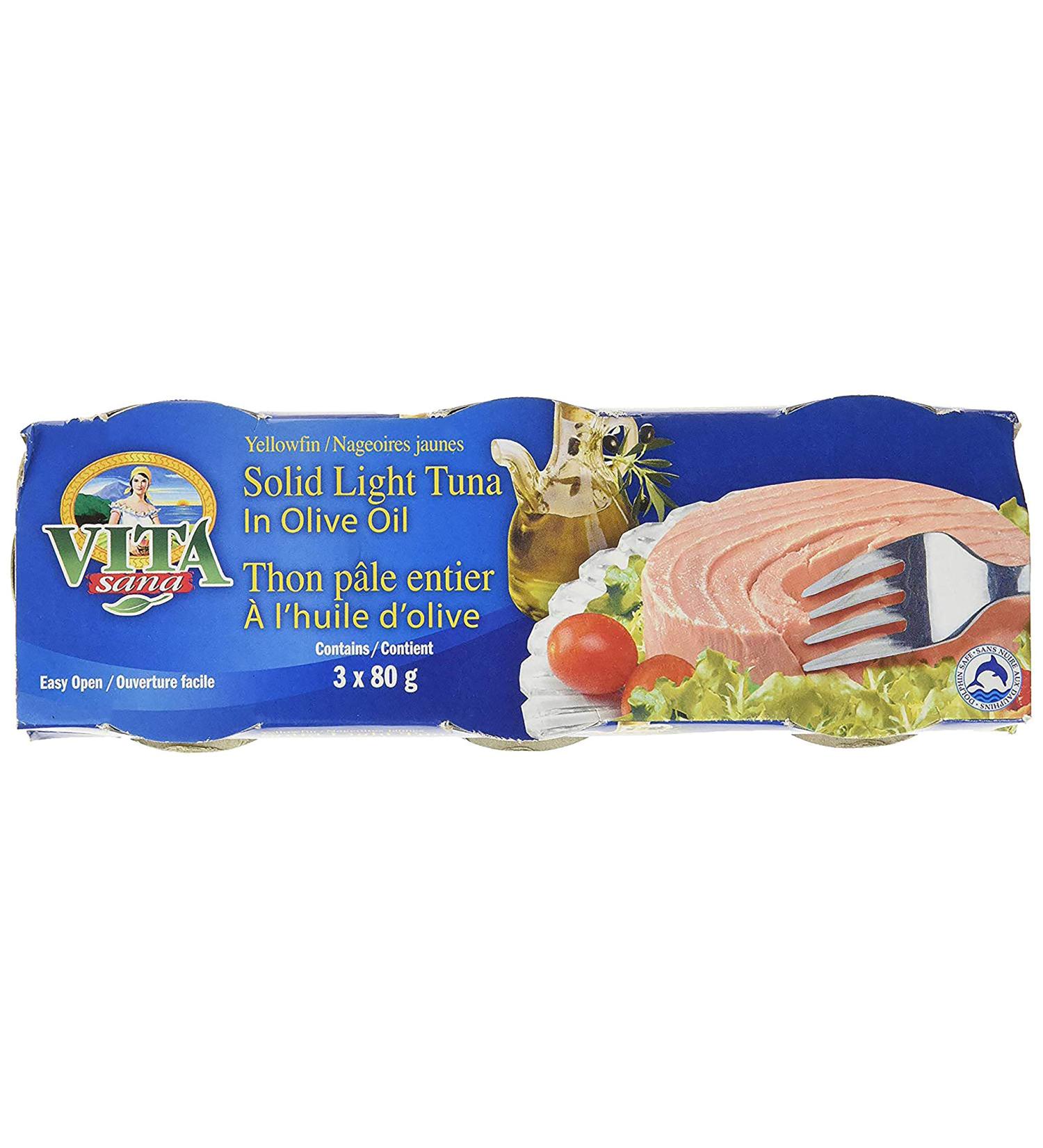 Vita Sana Solid Light Tuna in Olive Oil 3x80g - Buy Online on GoSupps.com