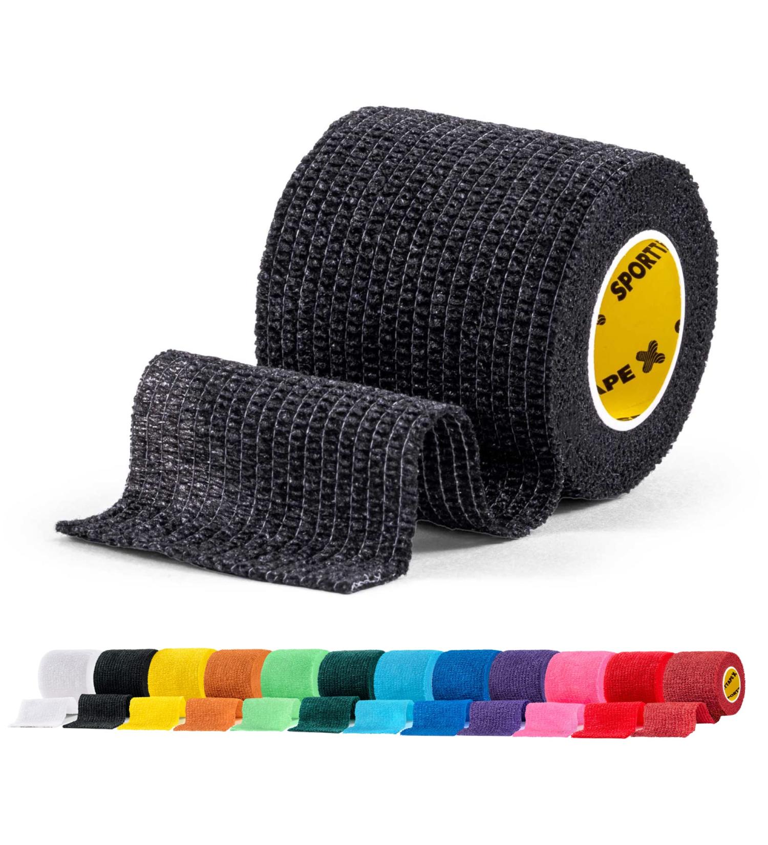 SPORTTAPE Self-Adhesive Football Sock Tape | 5cm x 4.5m - Black | Cohesive Bandage Sock Wrap Shin Pad Tape | Goalkeeper Wrist Tape & Football Ankle Tape | Pet & Vet Wrap for Dogs Horse - Single Roll Black 5x450 cm (Pack of 1) - Buy Online on GoSupps.com
