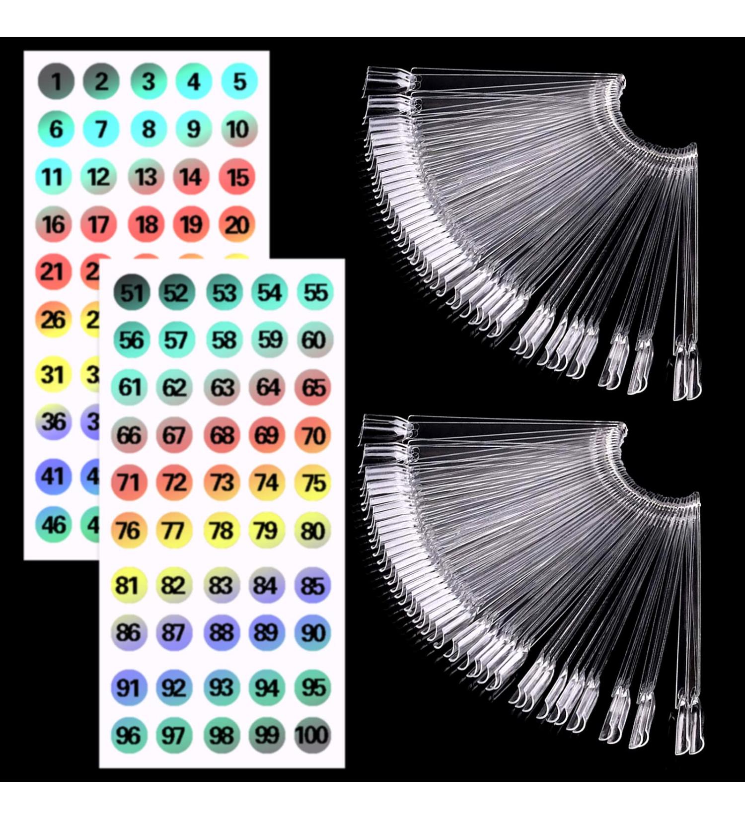 100 Pieces Nail Display Tips - Transparent Nail Swatches with Number Stickers for Salon Use - Buy Online on GoSupps.com