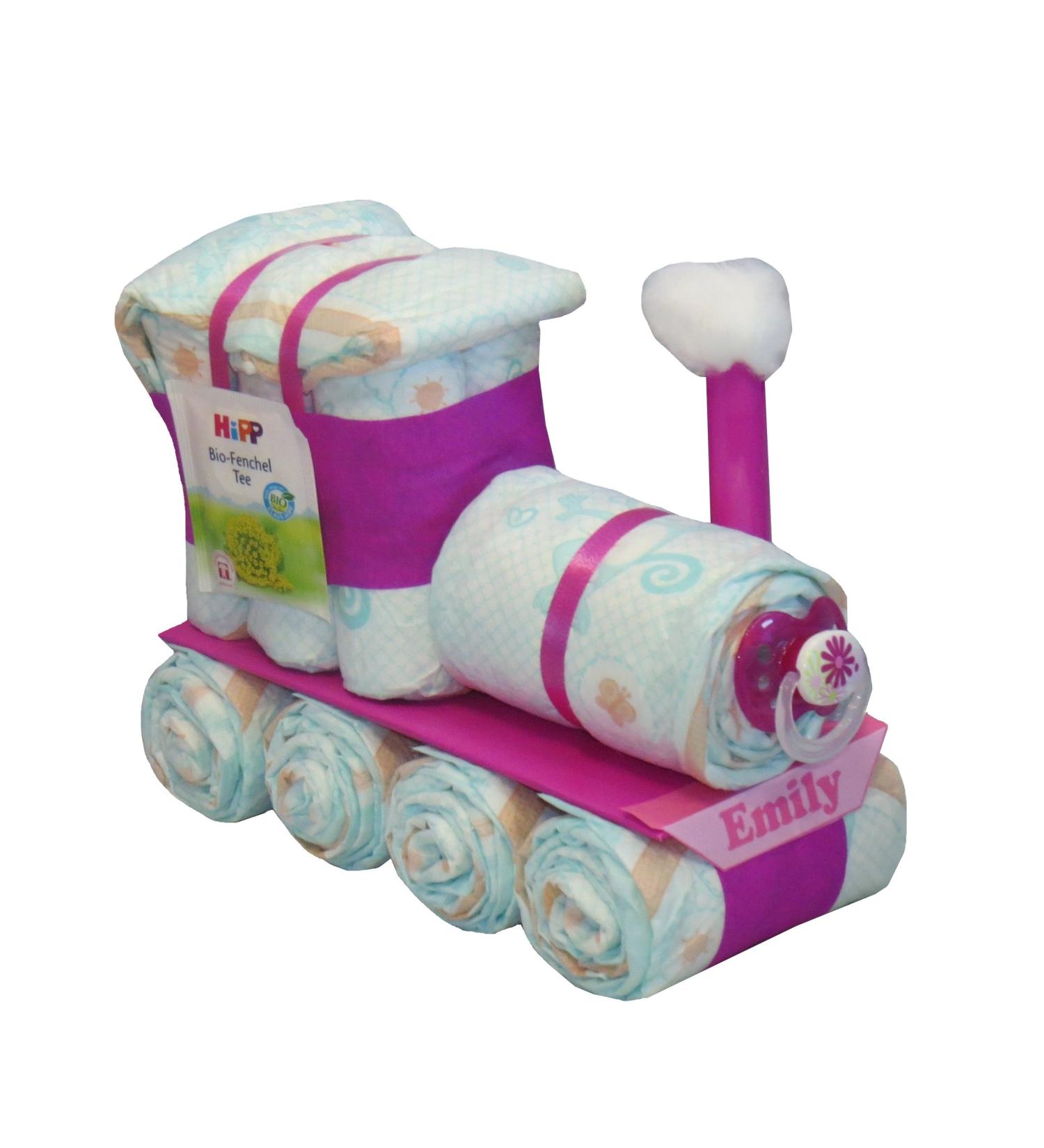 Diaper cake | Diaper locomotive pink | Diaper train | Diaper gift for girls