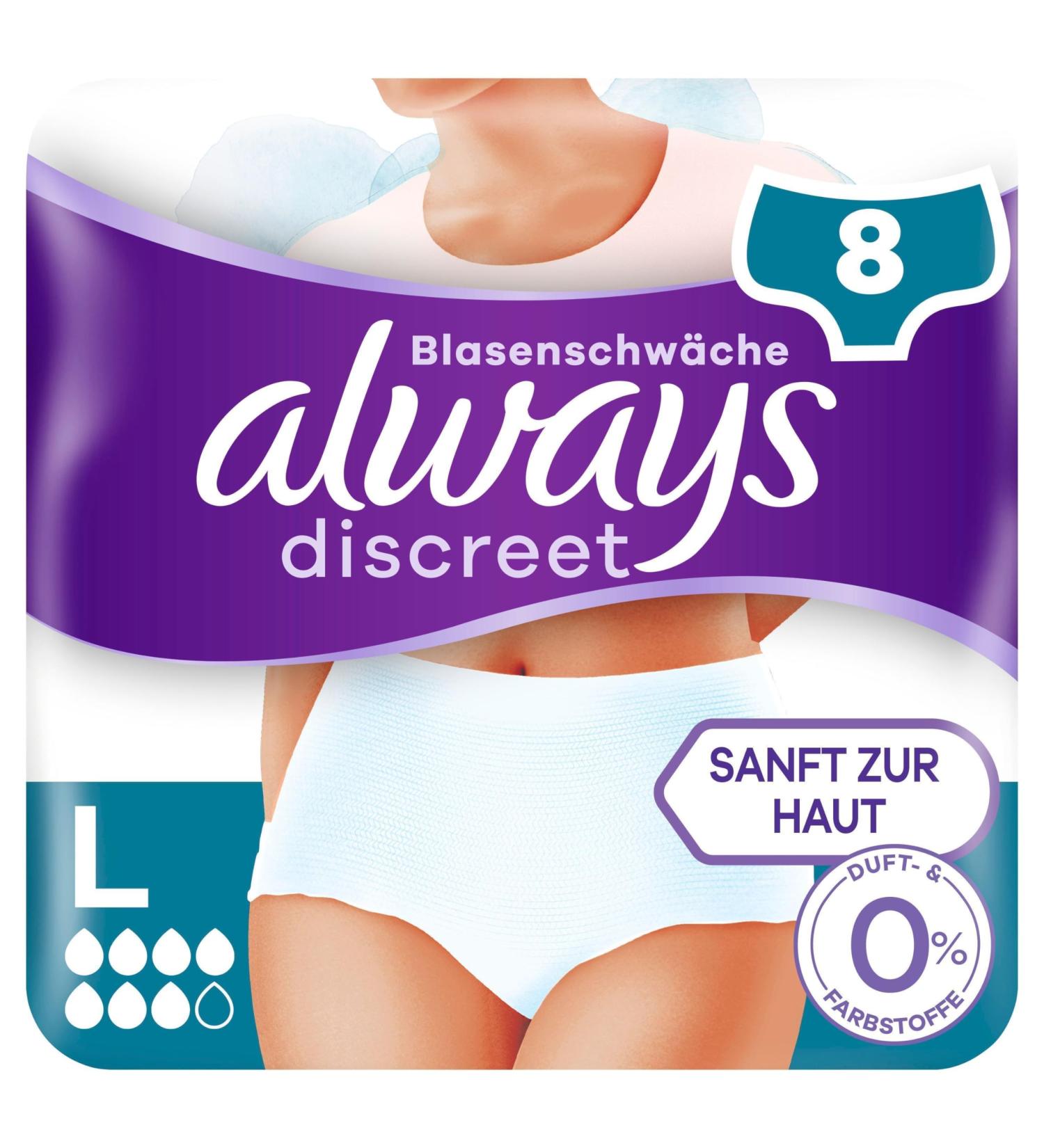 Always Discreet Incontinence Pants Plus L - 8 Pieces Single Pack | Comfortable & Secure Protection - Buy Online on GoSupps.com