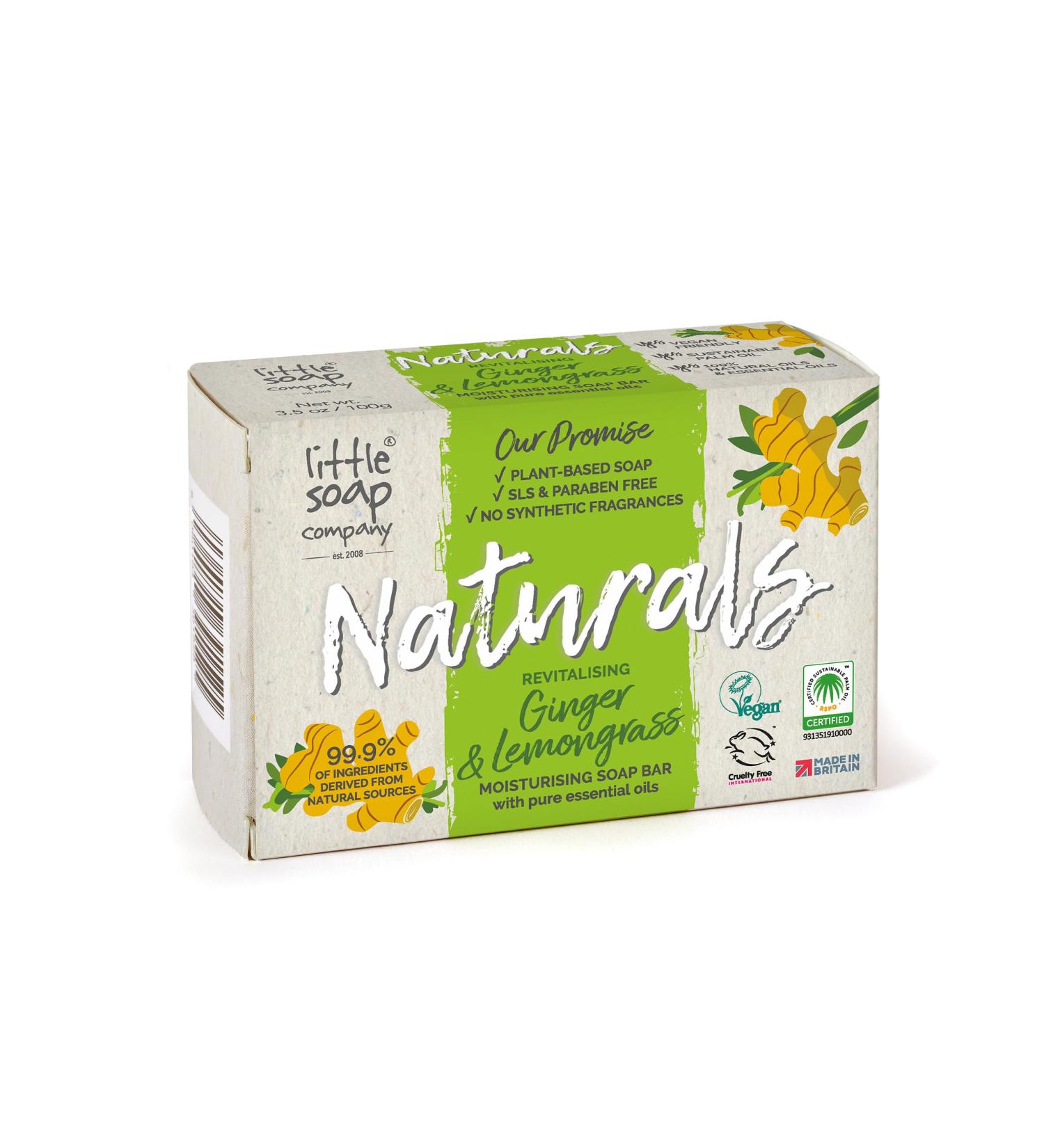 Little Soap Co. Naturals Ginger & Lemongrass Bar Soap - Vegan & Cruelty-Free - 100g - Buy Online on GoSupps.com