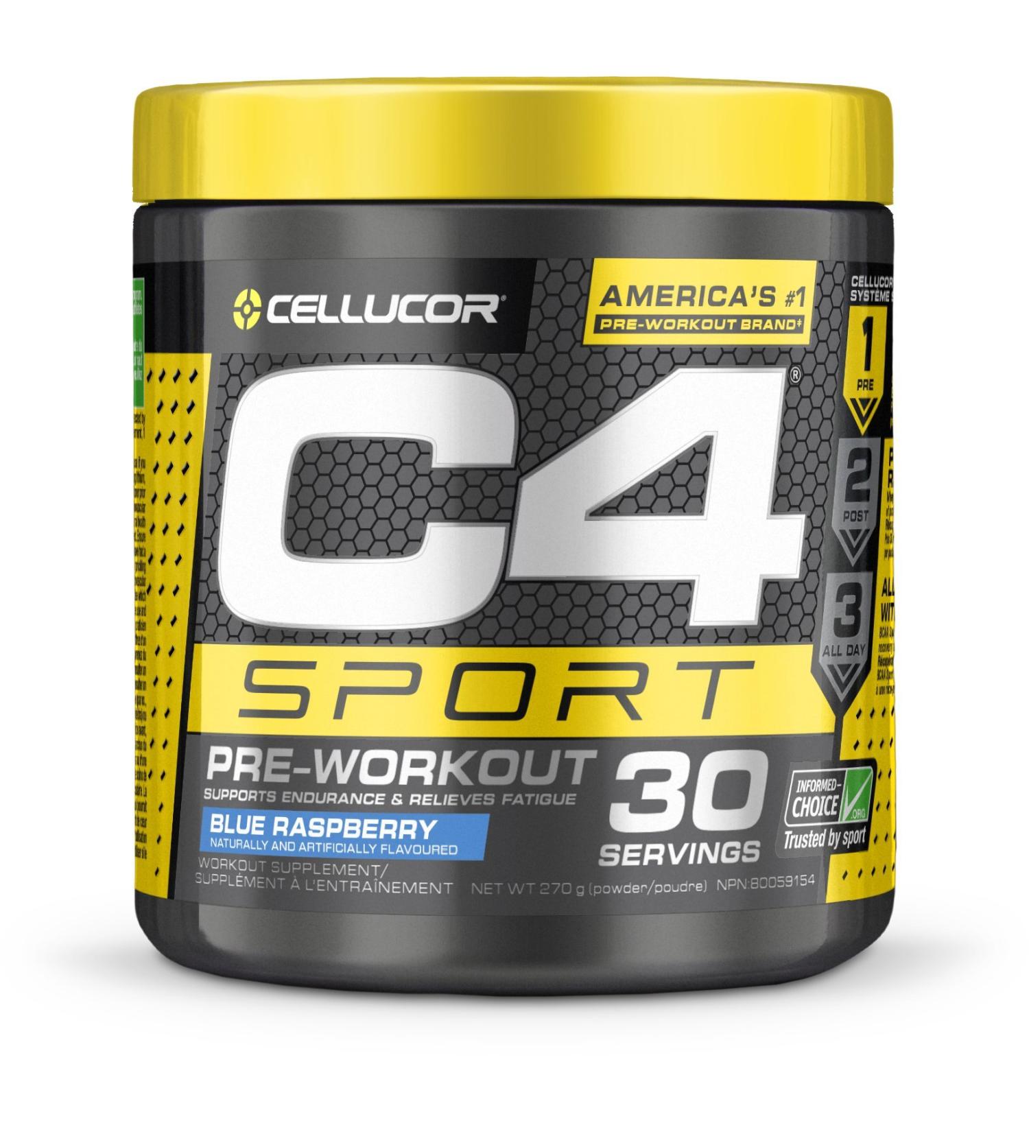 C4 Sport Pre Workout Powder Blue Raspberry | Informed Choice Certified + Sugar Free Pre-Workout Energy Supplement for Men & Women | 135mg Caffeine + Creatine Monohydrate | 30 Servings Blue Raspberry PowderEnergy - Buy Online on GoSupps.com