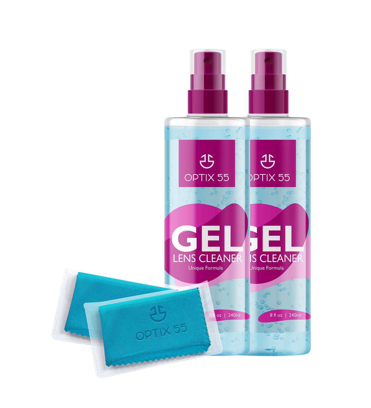 Gel Lens Cleaner Kit - Alcohol & Ammonia Free |16 ounces (8oz x 2) Eye Glasses Cleaner Gel Spray + 2 Microfiber Cleaning Cloths | Safe for AR Coated & All Lenses  Screens  Electronics (Blue) - Buy Online on GoSupps.com